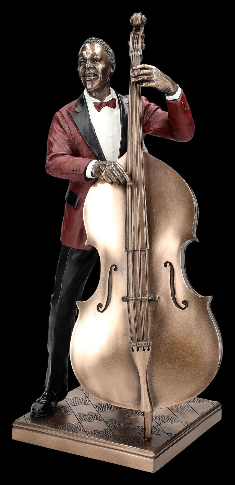 Figuren Shop GmbH Dekofigur The Jazz Band Figur - Kontrabass Spieler rot - Veronese - Dekofigur