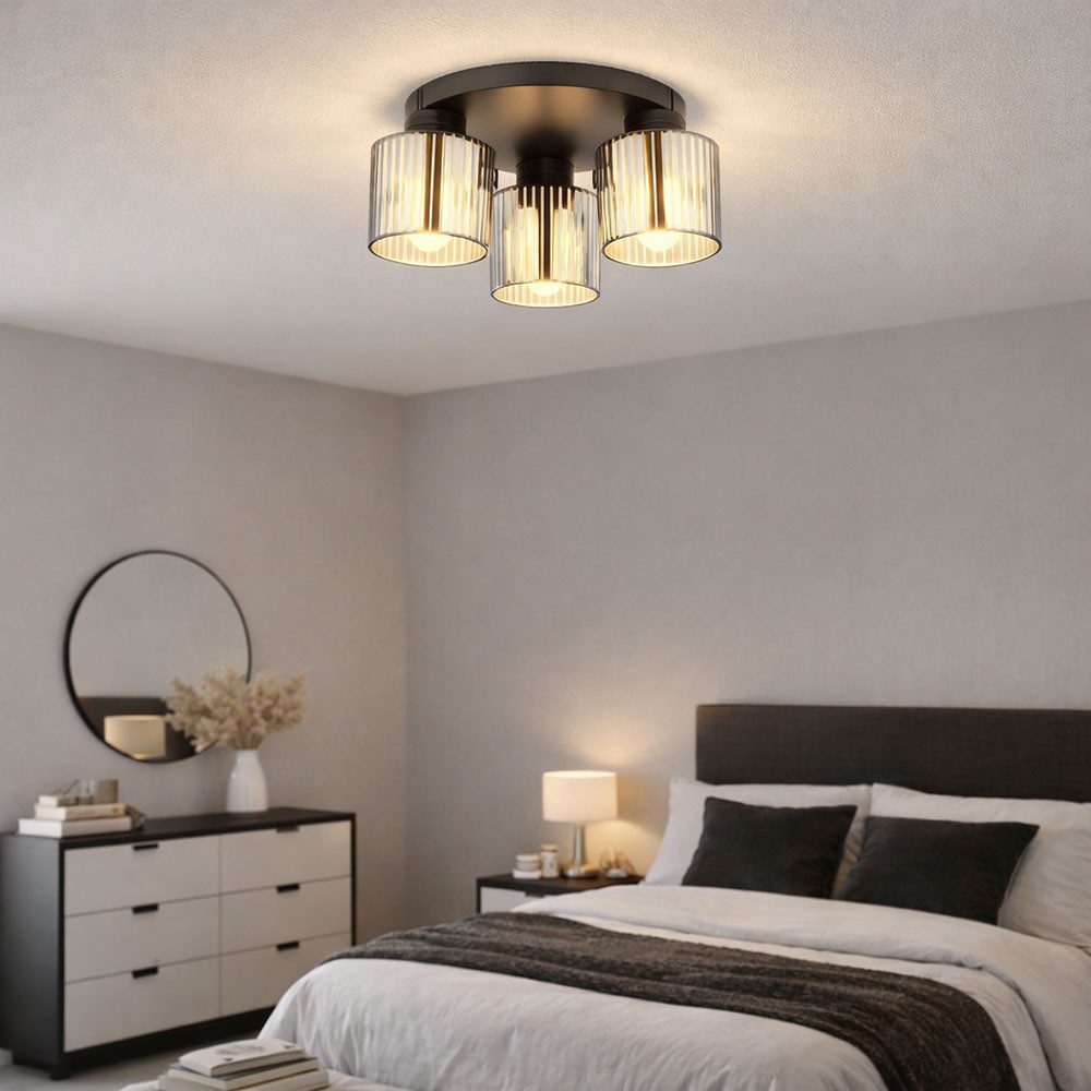 GLOBO LIGHTING LED Deckenleuchte, Leuchtmittel inklusive, Warmweiß, Deckenlampe Deckenleuchte Wohnzimmerlampe Glas verchromt LED D 34,5 cm