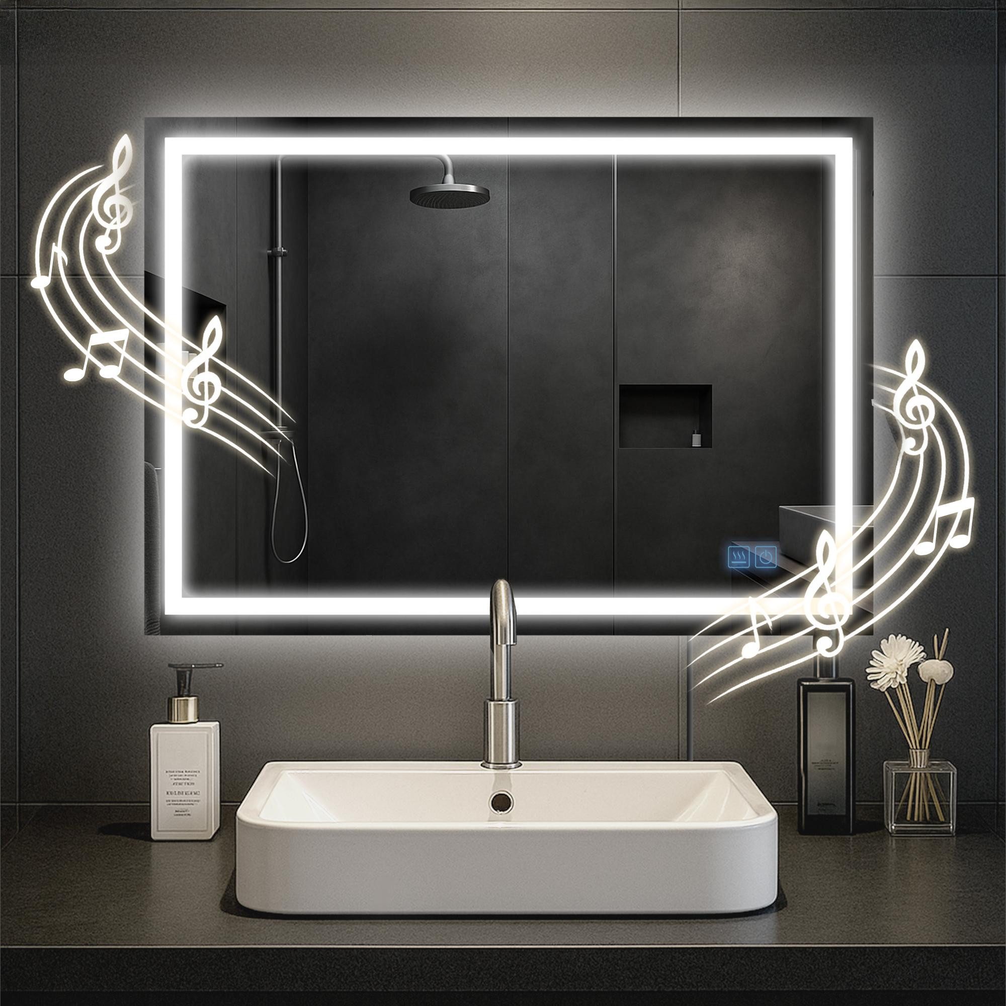 CLP Wandspiegel Jaffrey (1er), Bluetooth-Lautsprecher, Anti-Fog, LED-Licht, IP44