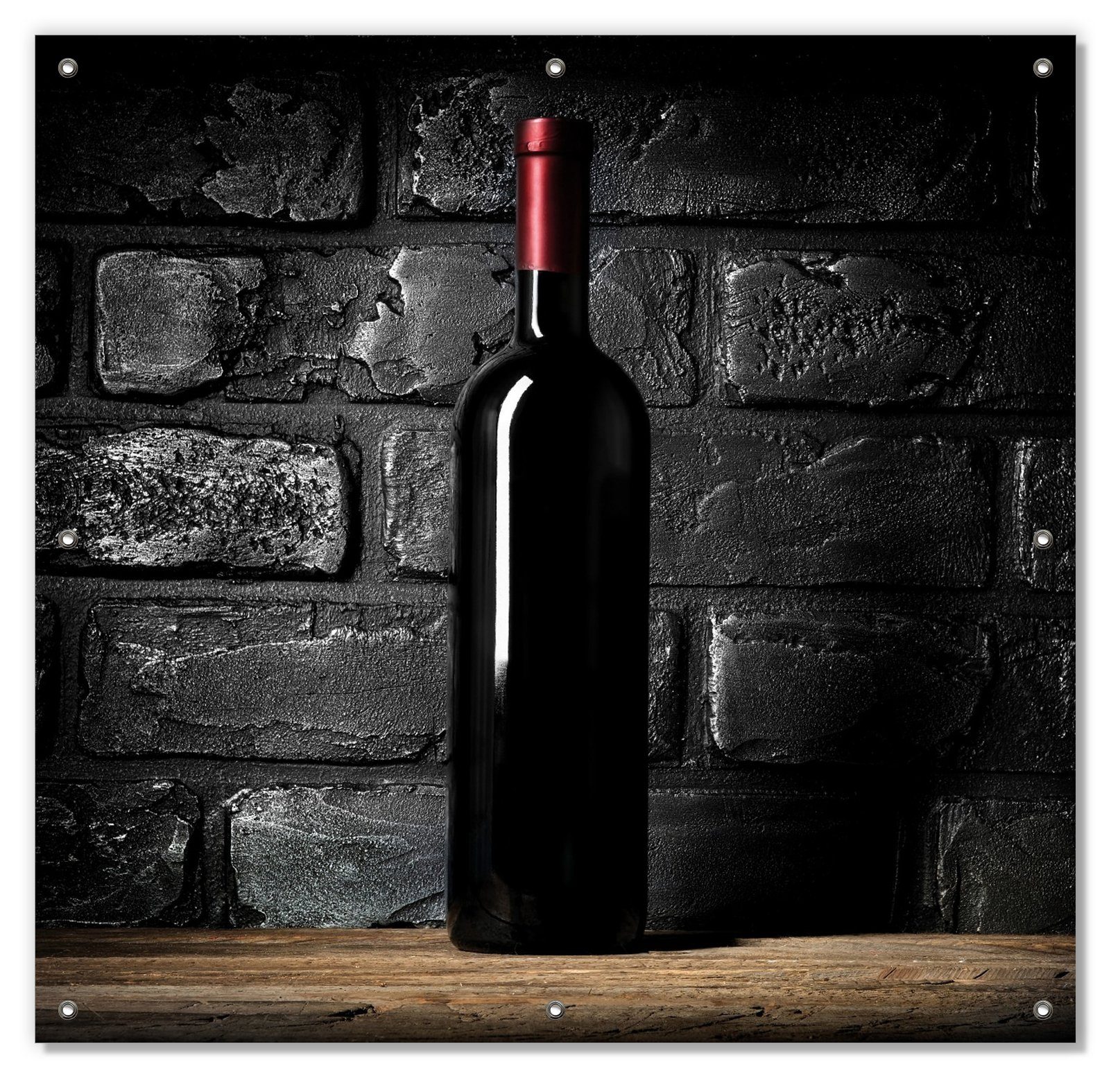 Sonnenschutz Rotwein-Flasche am Abend, Wallario, blickdicht, mit Saugnäpfen, wiederablösbar und wiederverwendbar
