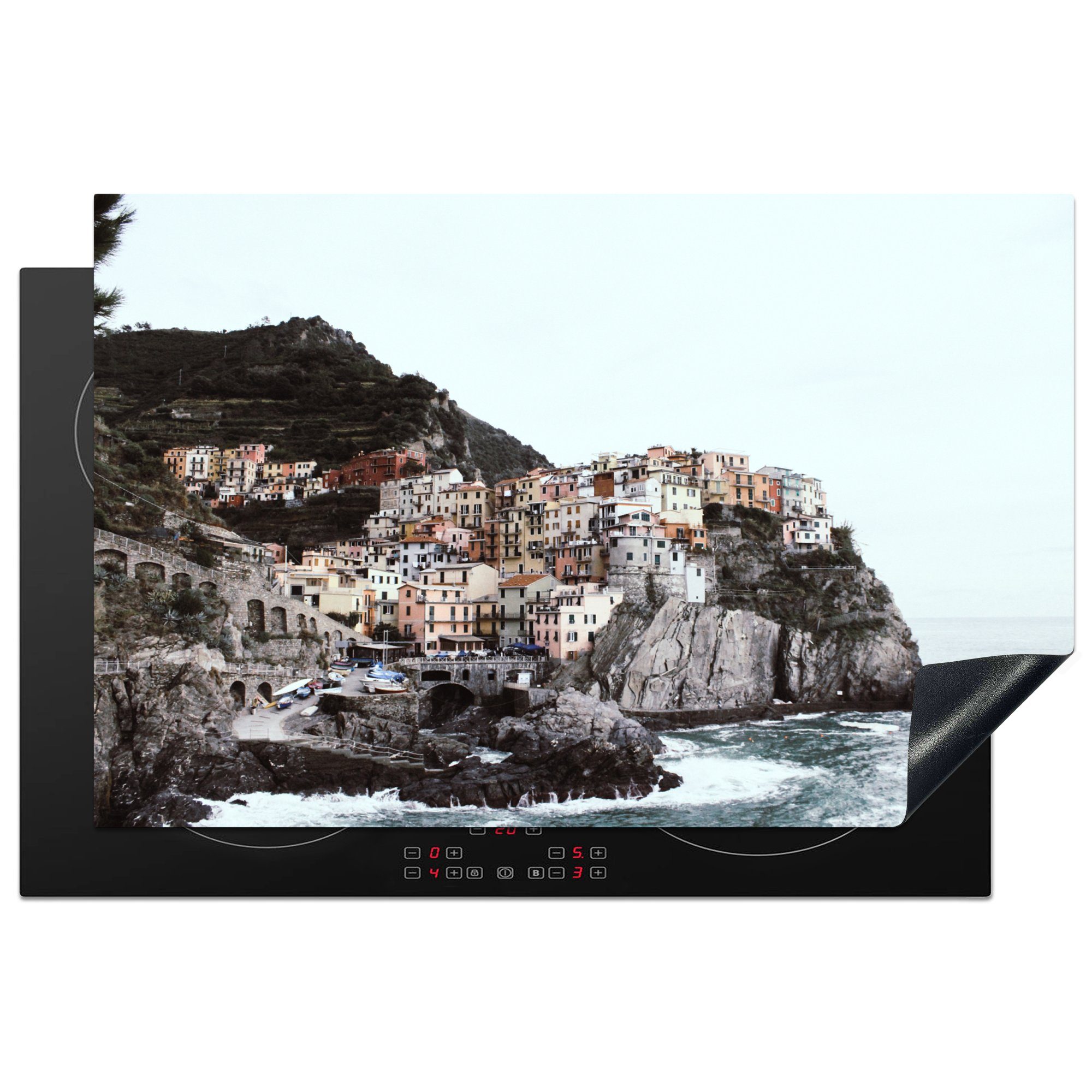 MuchoWow Herdblende-/Abdeckplatte Italien - Meer - Cinque Terre, Vinyl, (1 tlg), 81x52 cm, Induktionskochfeld Schutz für die küche, Ceranfeldabdeckung