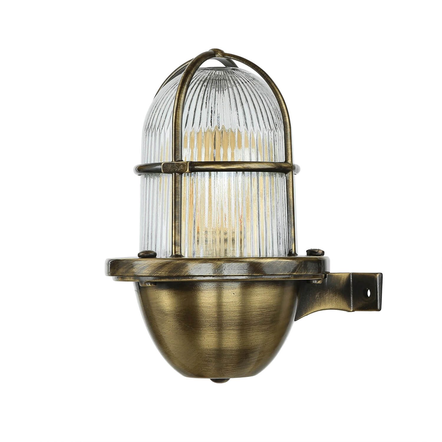 Licht-Erlebnisse Außen-Wandleuchte SANTORIN, ohne Leuchtmittel, Wandlampe Echt-Messing rustikal Gitter Premium Haus Balkon