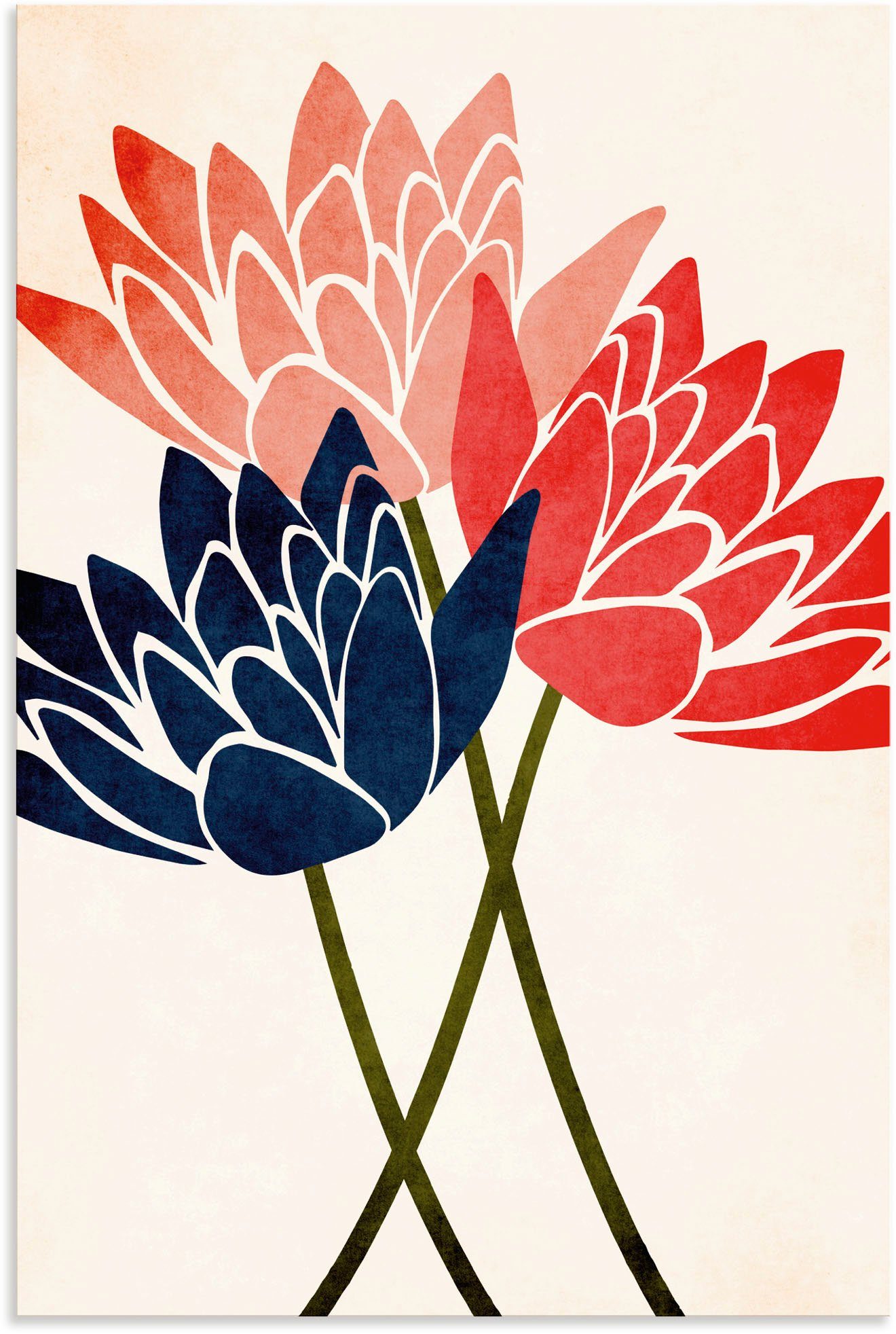 Artland Wandbild Drei Blüten, Blumenbilder (1 St), als Alubild, Leinwandbild, Wandaufkleber oder Poster in versch. Größen