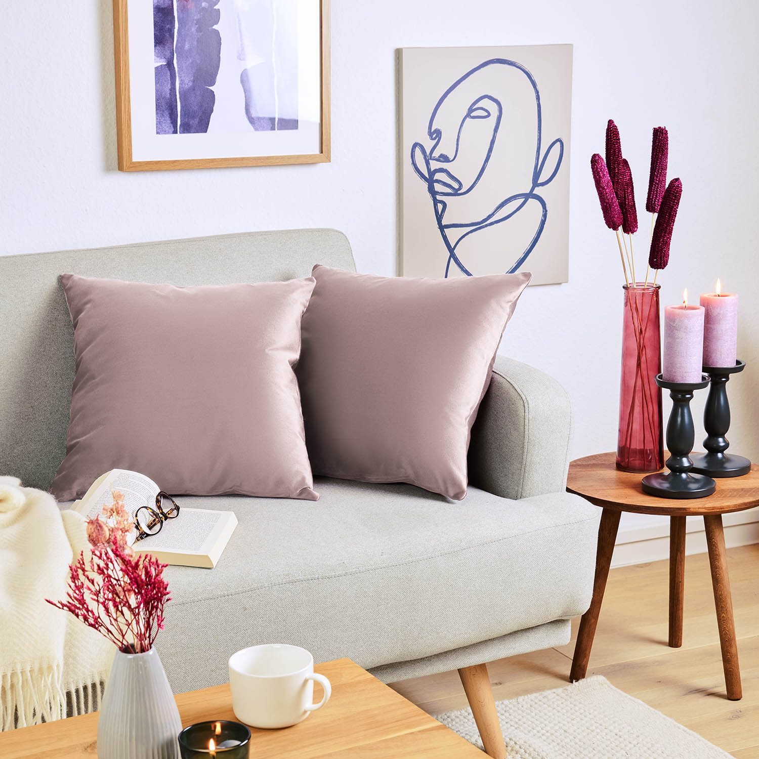 Blumtal Kissenbezug 2er Set - dekorativer Samt Kissenbezug mit verstecktem günstig online kaufen