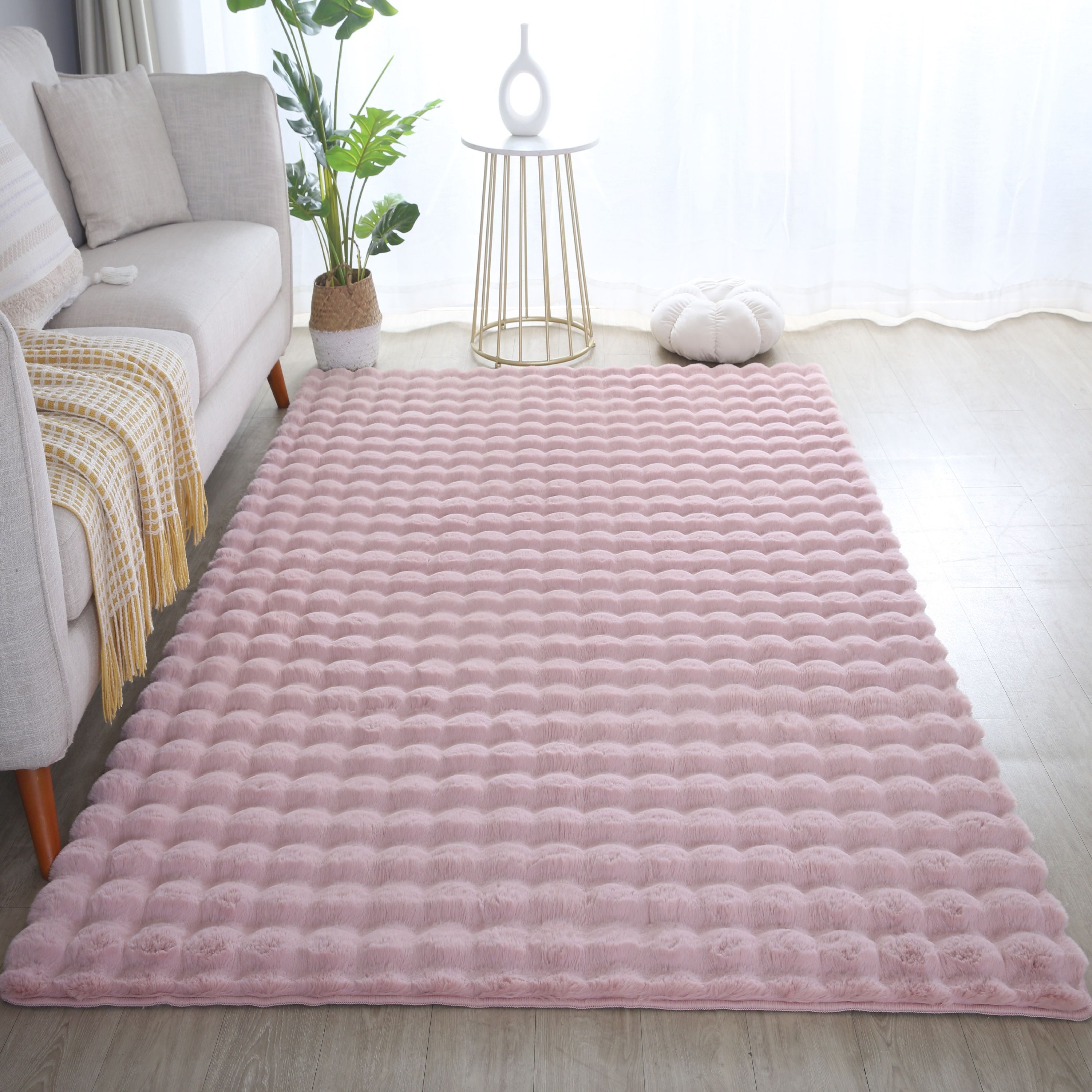 Carpettex Hochflor-Teppich Unicolor - Einfarbig, Läufer, Höhe: 25 mm, Teppich Wohnzimmer Soft Einfarbig 3D Optik flauschig Plüsch Teppich