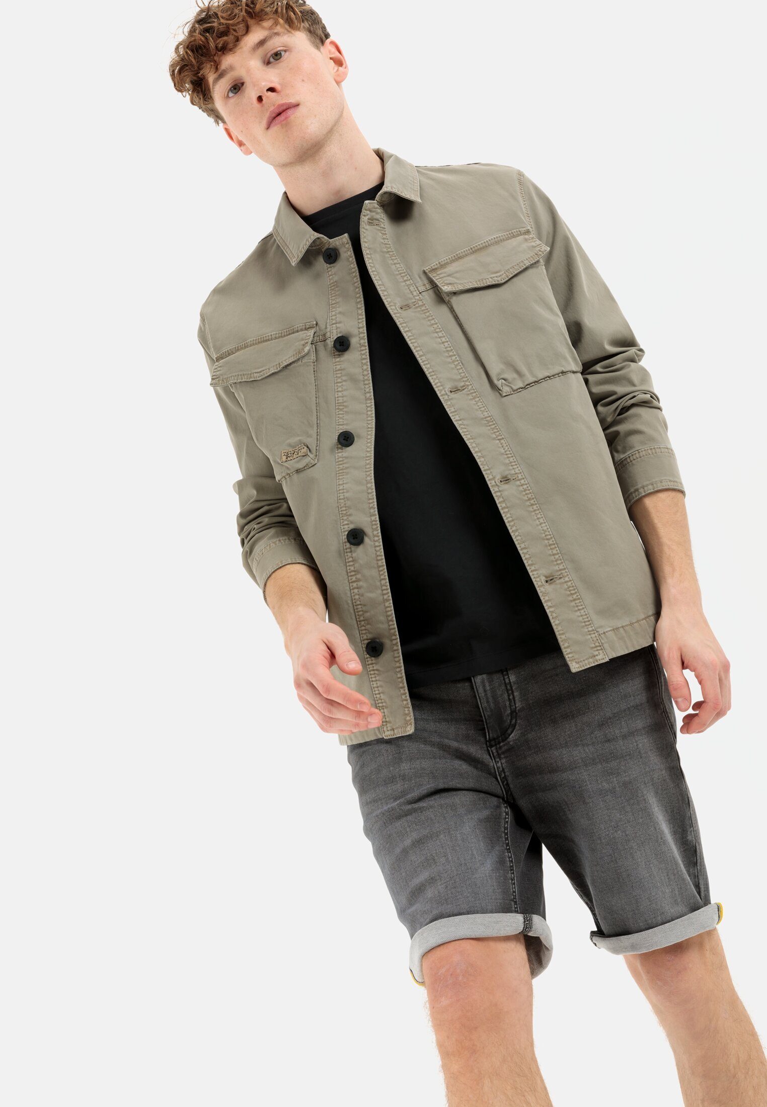 camel active Kurzjacke Regular Fit Langarm Hemdblusenkragen