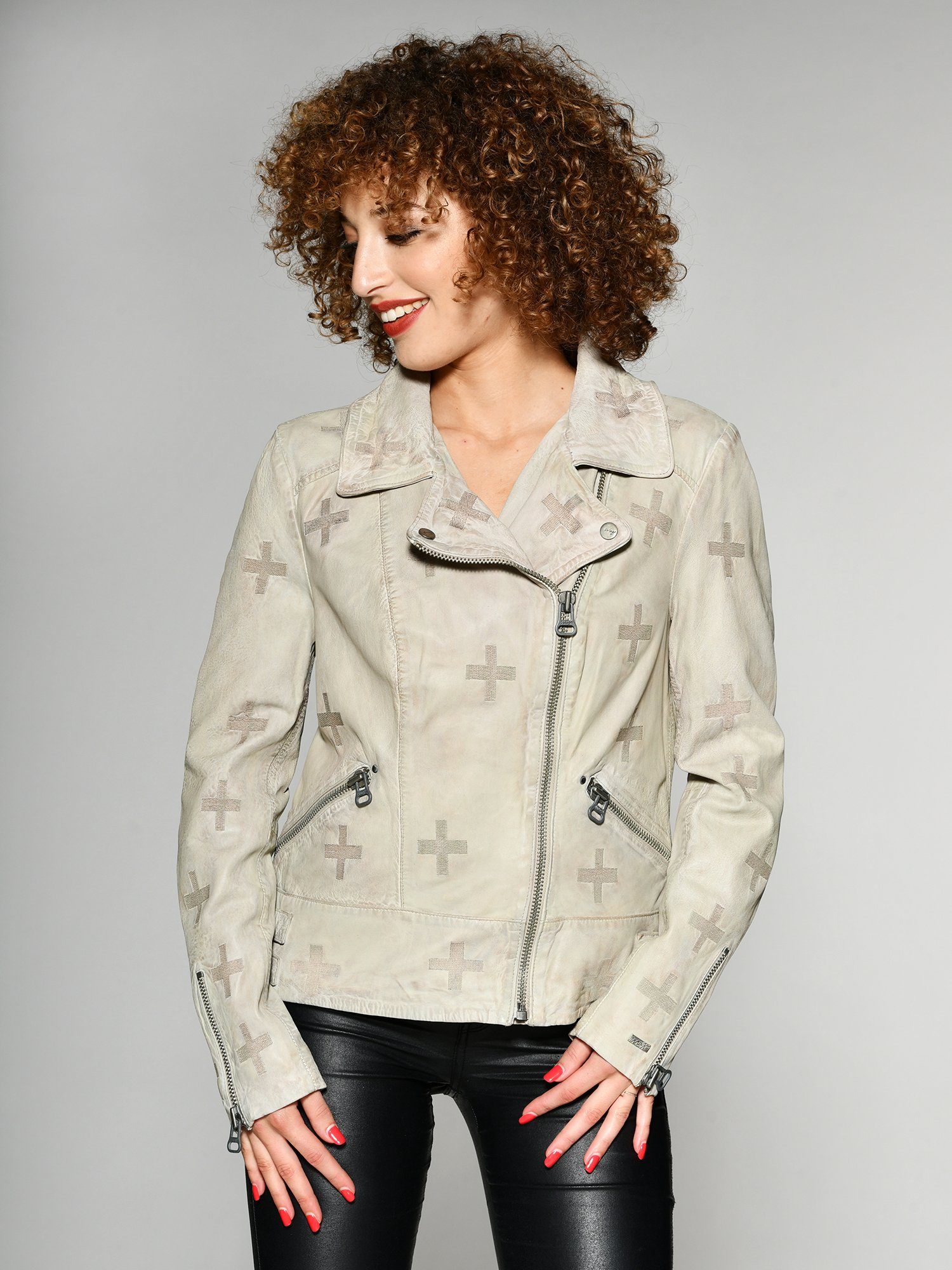 Movas Lederjacke offwhite Maze