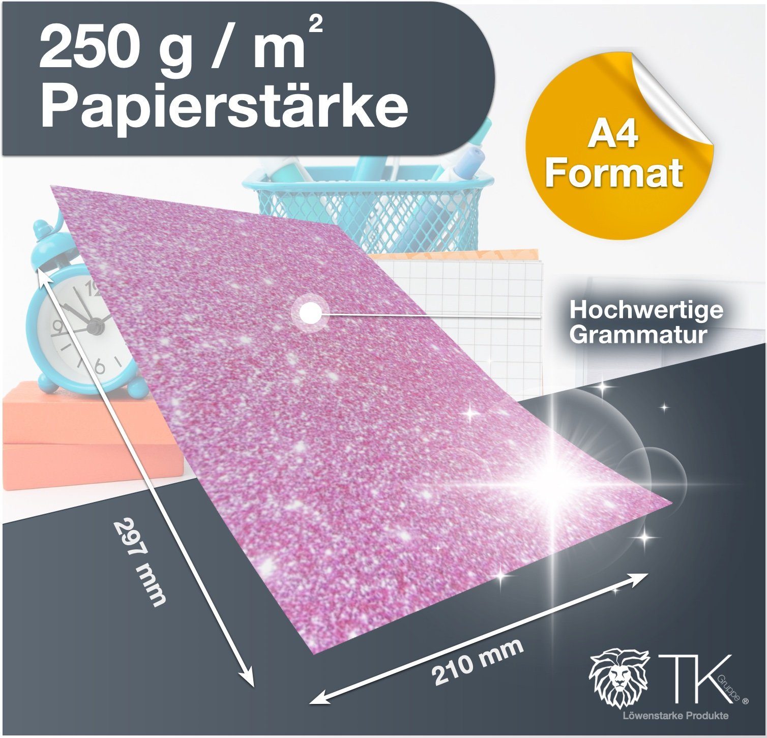 Glitzerpapier A4 - Glitterpapier 50x Bastelkartonpapier Gruppe TK g/m² Blatt 250 Kopierpapier