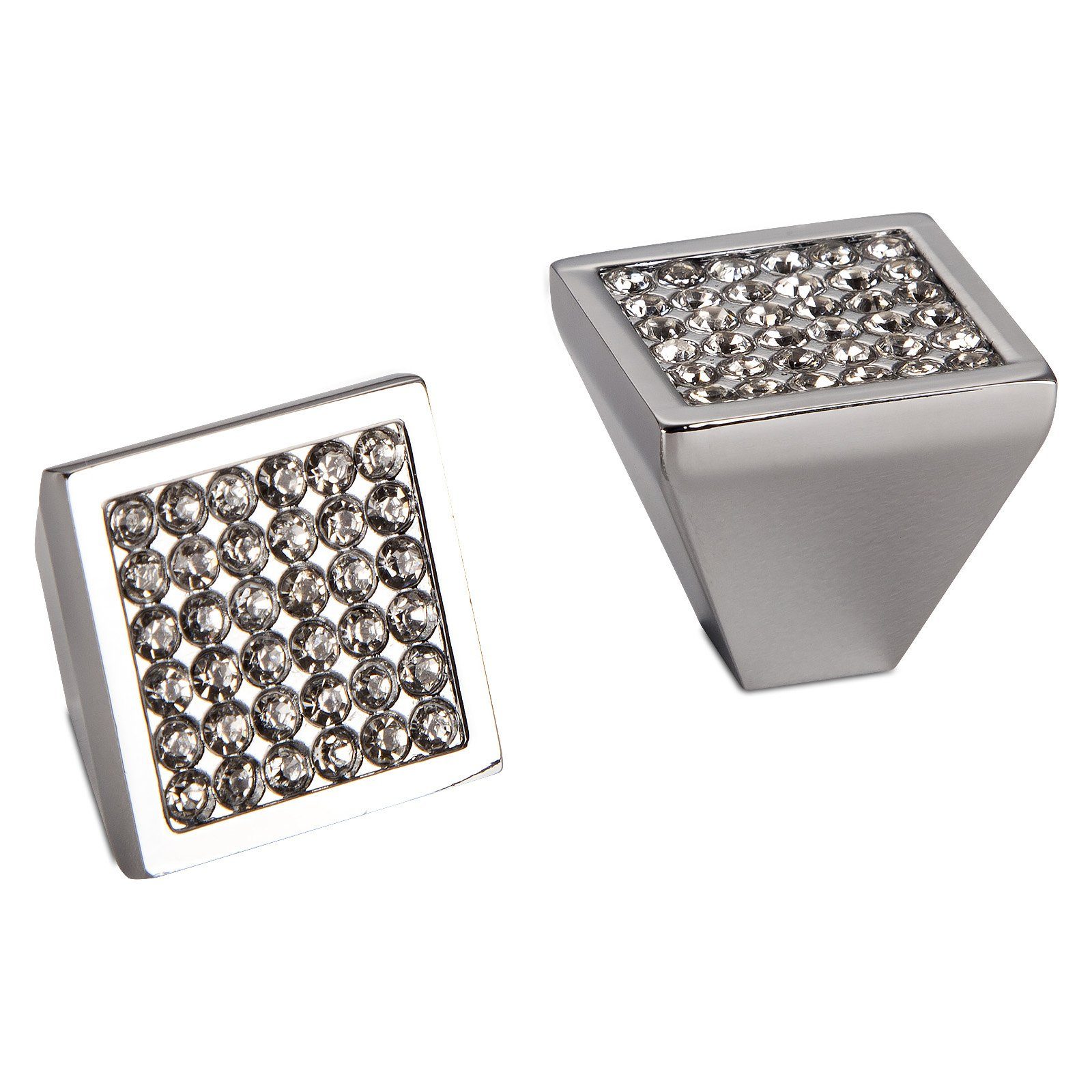 Möbelknopf CAROLINE Chrom poliert mit Glaskristallen