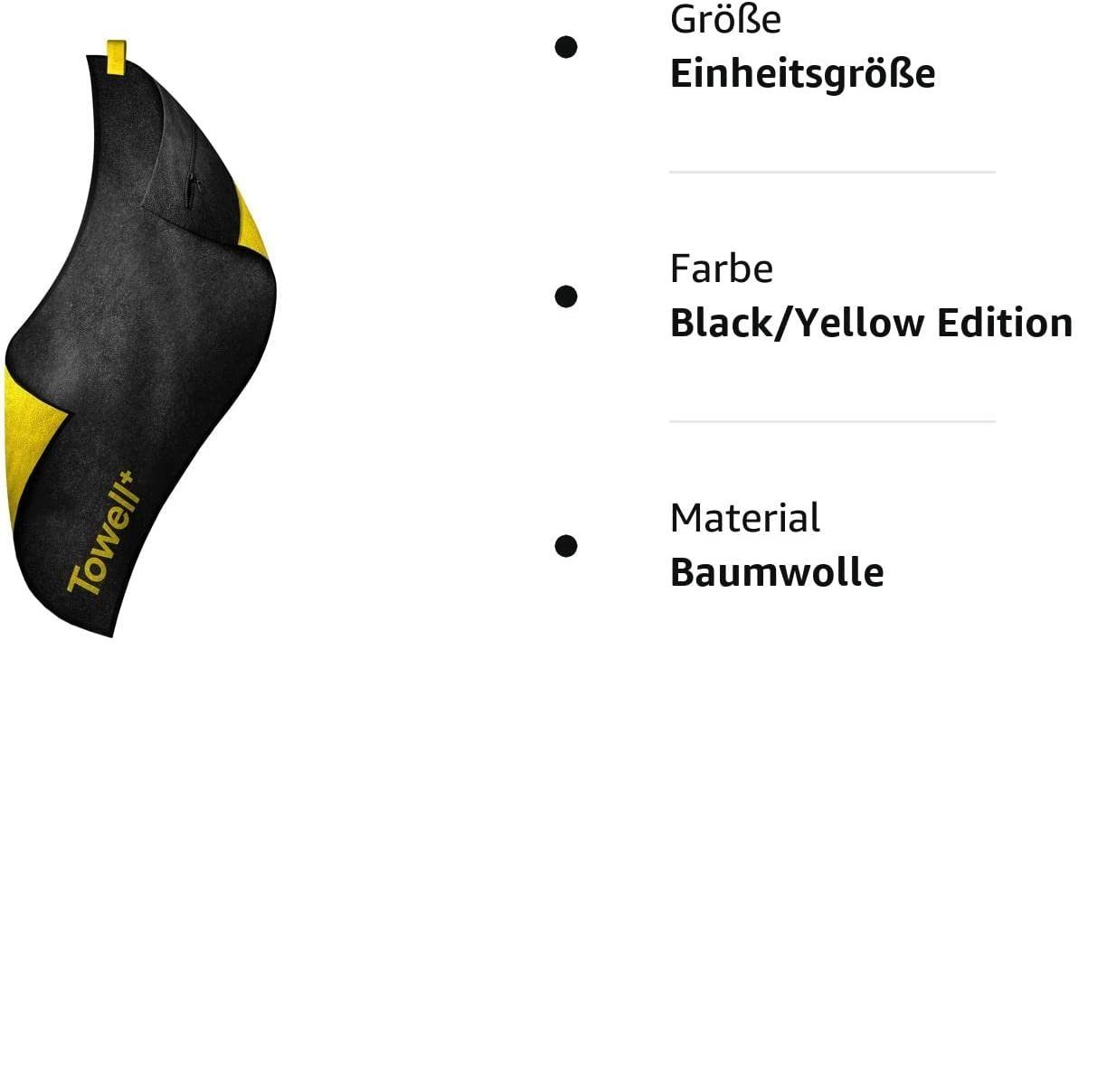 Stryve Sporthandtuch Sporthandtuch mit Tasche und Magnetclip, 100x50 cm, Baumwolle, ideal für Fitnessstudios, Black and Yellow Edition