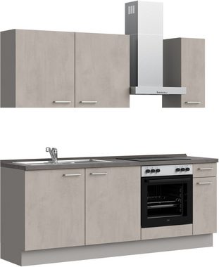 nobilia® Küchenzeile "Riva basic", vormontiert, Ausrichtung wählbar, Breite 210 cm, mit E-Geräten