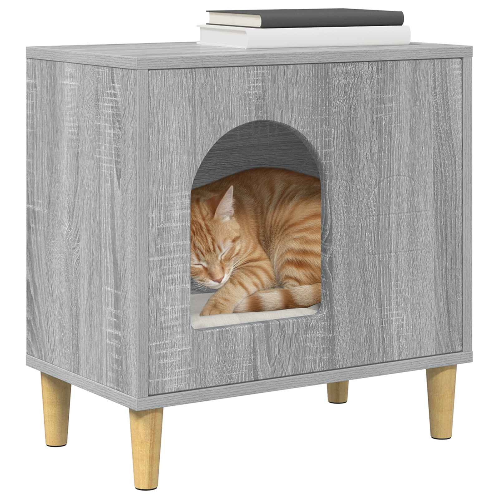 vidaXL Katzenhaus, Katzenhaus Graues Sonoma 51 x 30 x 52 cm Holzwerkstoff