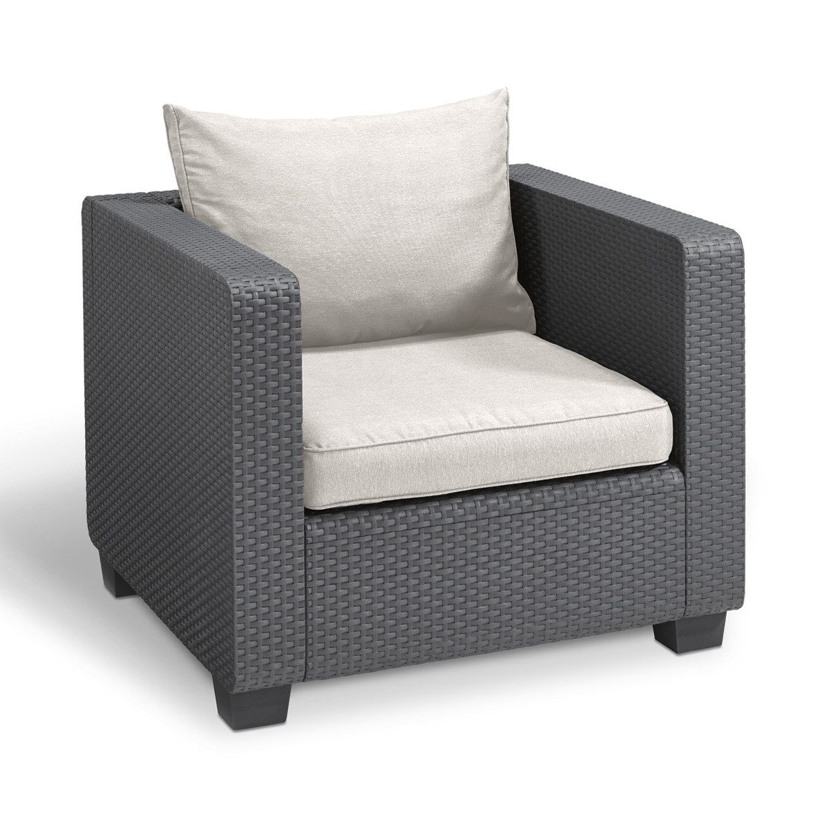 Allibert Gartensessel Salta Sessel mit Sand Kissen, Rattanoptik, UV-beständig