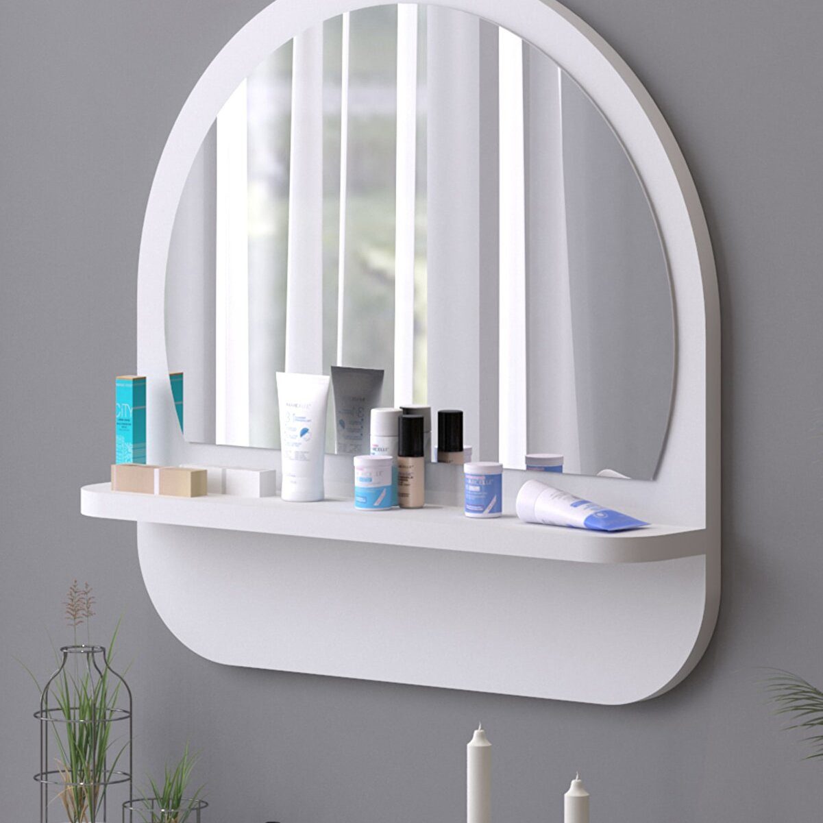 en.casa Spiegel (1-St), Ovaler Wandspiegel mit Ablage 91421413