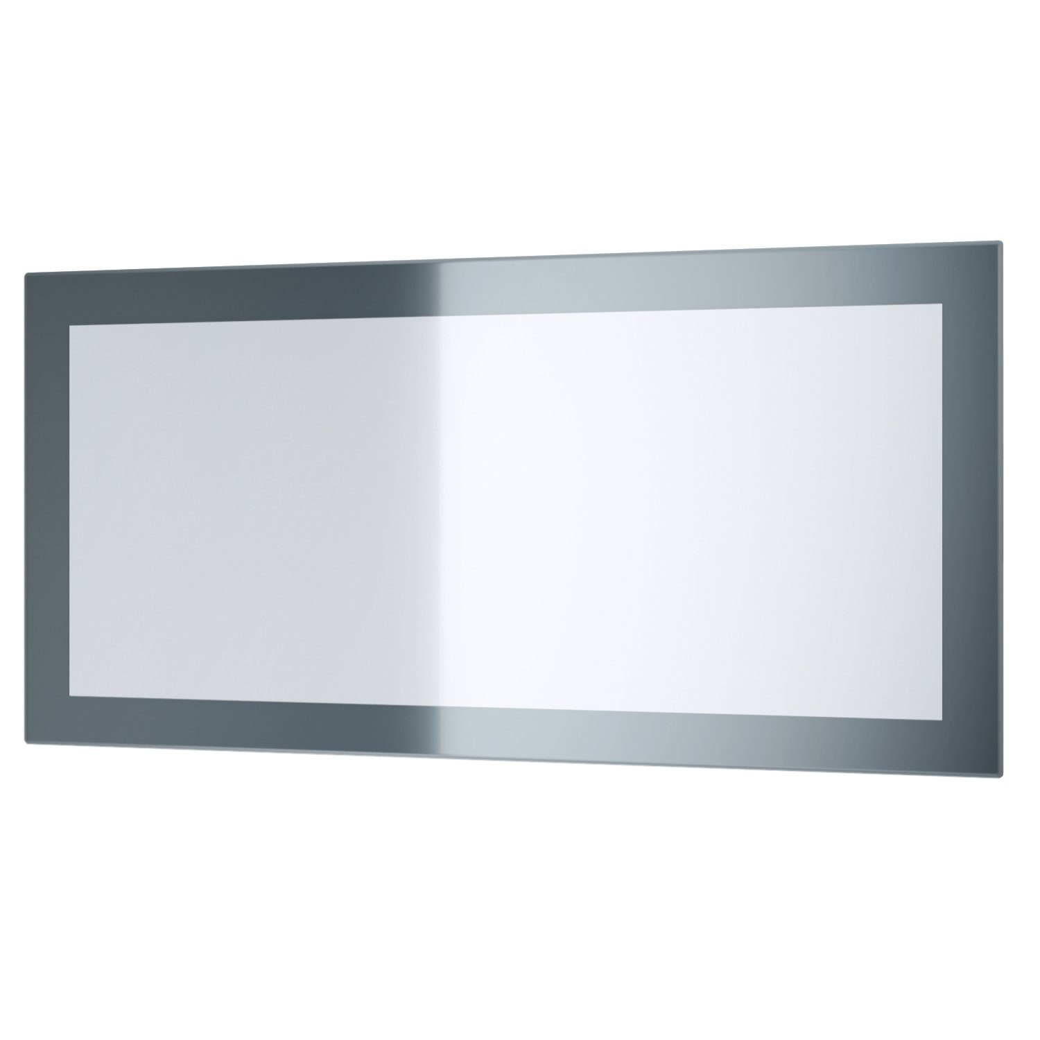 Vladon Wandspiegel Lima V1 (Wandspiegel, mit Rahmen im modernen Stil), Grau Hochglanz (89 x 45 cm)