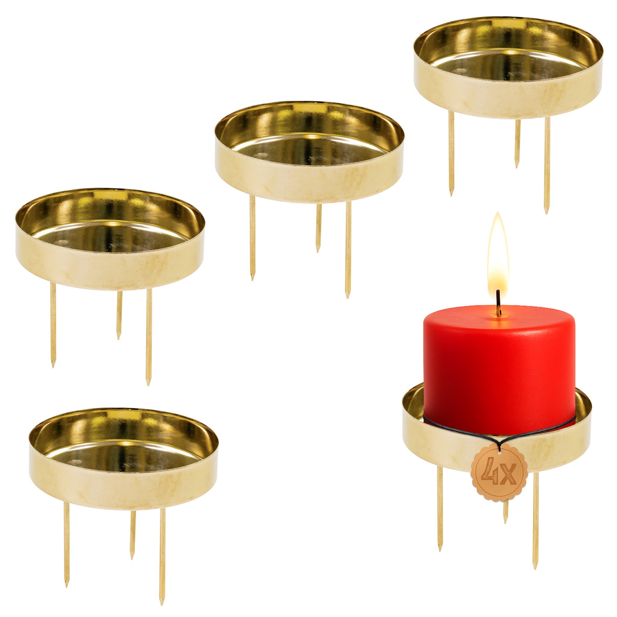 matches21 HOME & HOBBY Kerzenhalter Kerzenteller 4er Set Metall Gold Ø 6,1 günstig online kaufen