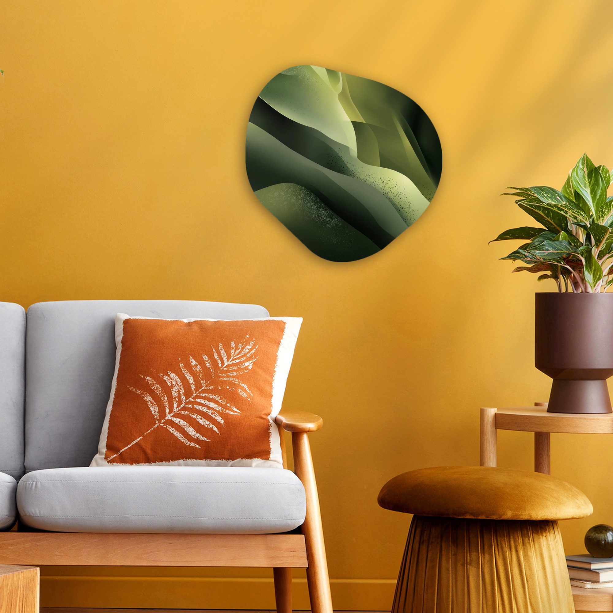 MuchoWow Gemälde Spiele - Wellen - Abstrakt - Hügel - Grün, Fotodruck (1 St), Wandbild Abstrakt, Wohnzimmer Schlafzimmer Wanddekoration, 40x40 cm