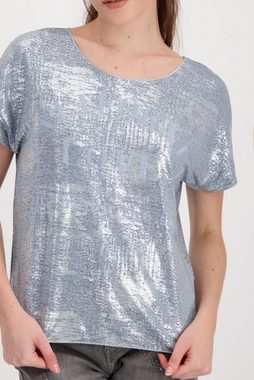 Monari T-Shirt Silber metallic Shirt mit Schrift