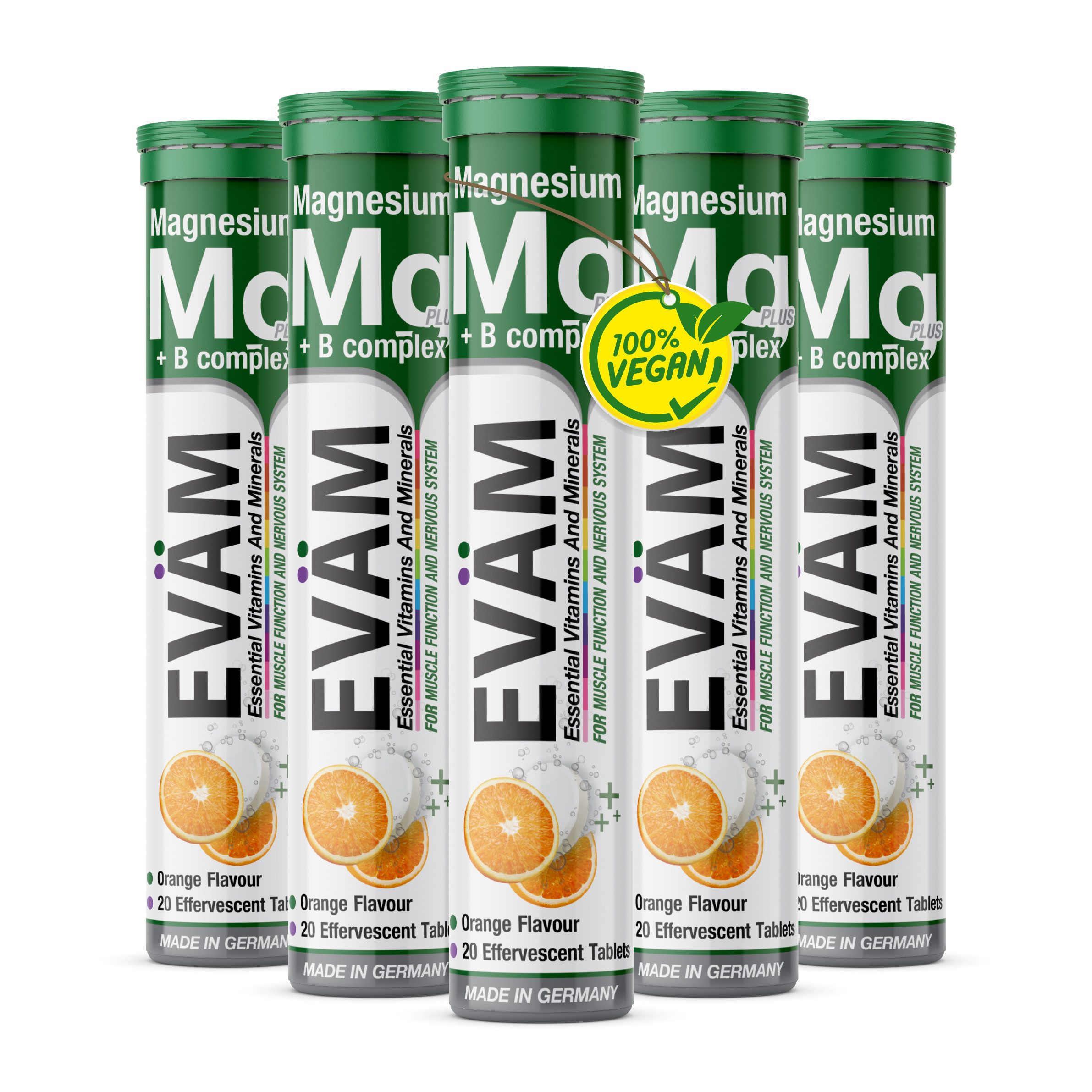 EVÄM EVÄM Magnesium + Vitamin B Complex C Brausetabletten Zitrone Brausetabletten, Set aus Röhrchen à 20,00 St., 410 g 20000 ml, Inhalt in ml ist die Gesamtmenge aufgelöst nach Dosierungsempfehlung