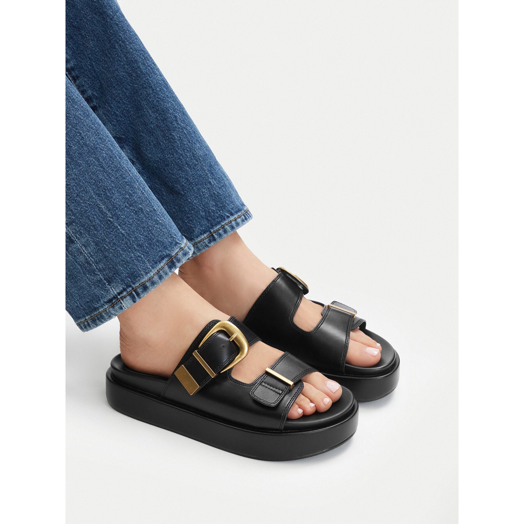 DeeZee Deezee Damen-Flip-Flops Schwarz Badepantolette