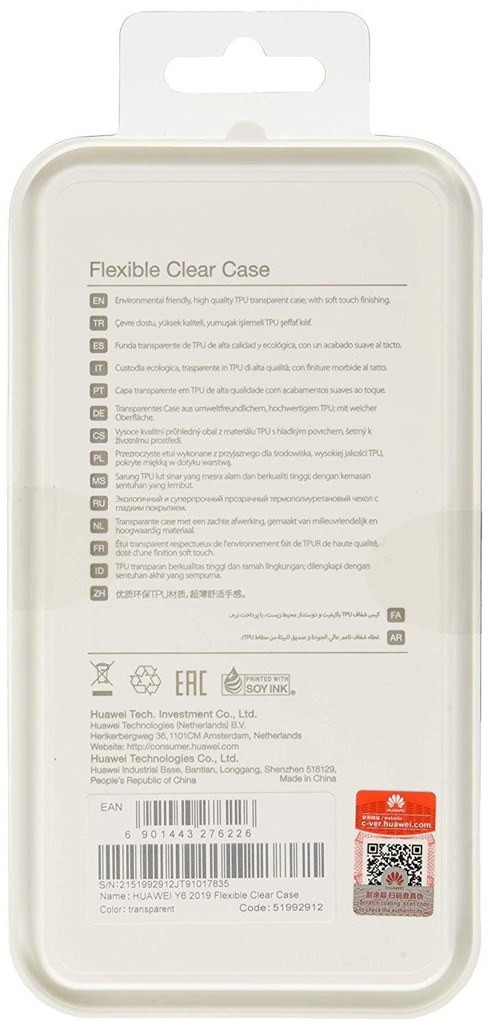 Huawei Handyhülle Original Huawei Y6 2019 TPU Silikonhülle in Transparent