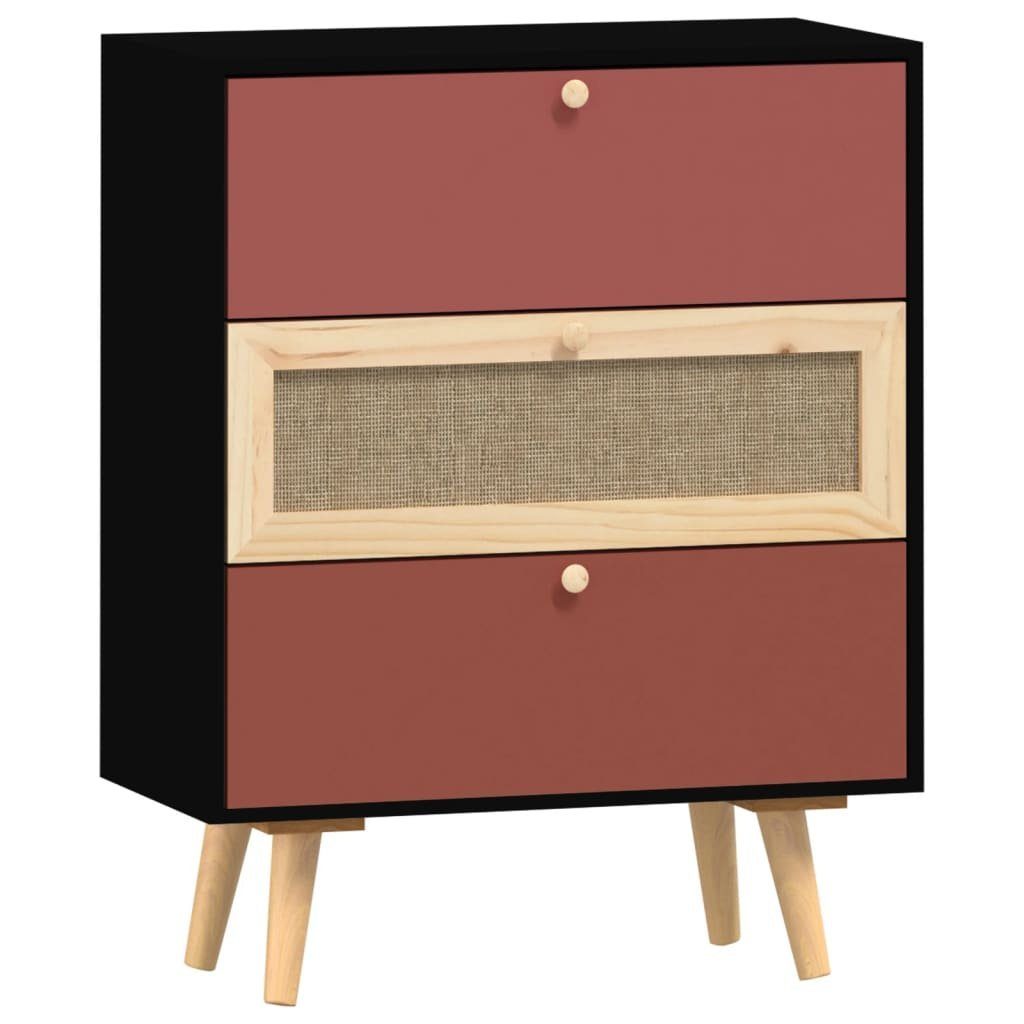 Fächerschrank (1-St) Sideboard Schubladen Holzwerkstoff Schwarz vidaXL 60x30x75 cm mit