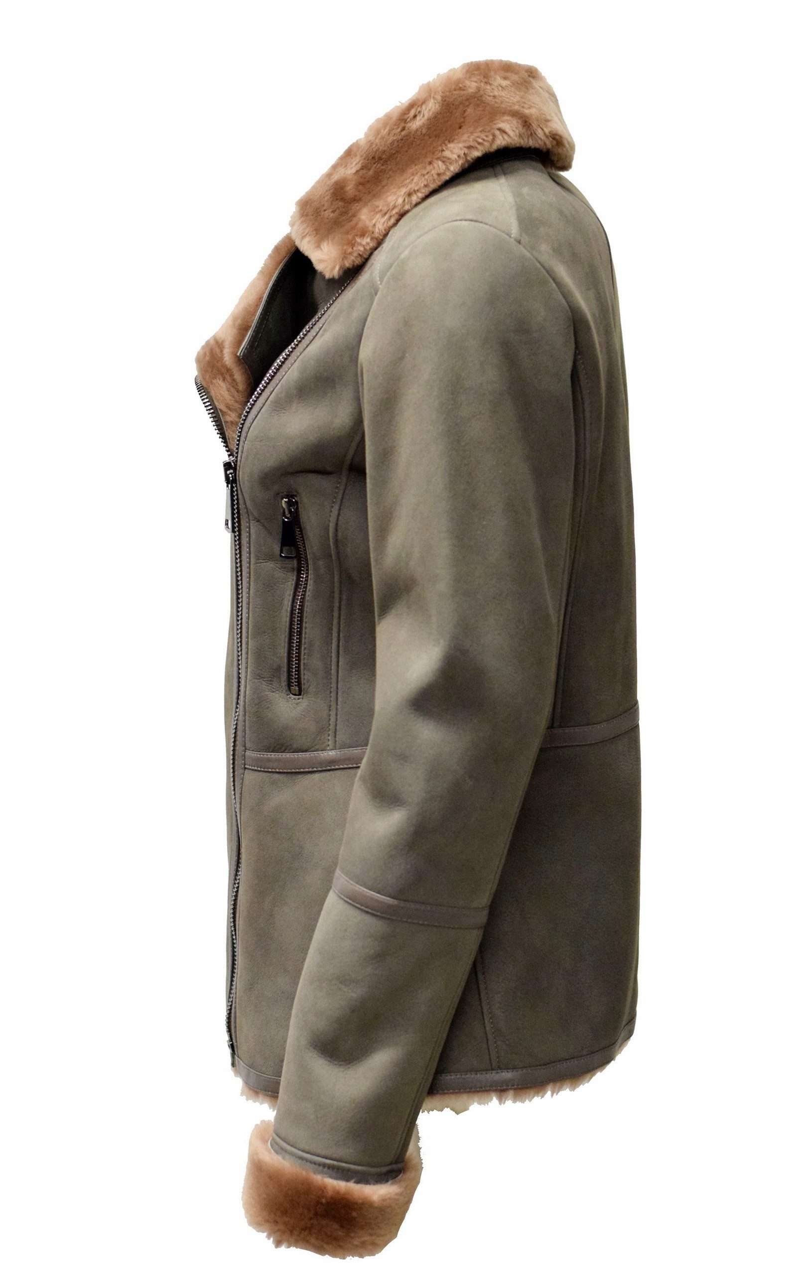 Zimmert Leather Lederjacke Raubiene Lammfelljacke Grau Biker Style, Shearli günstig online kaufen