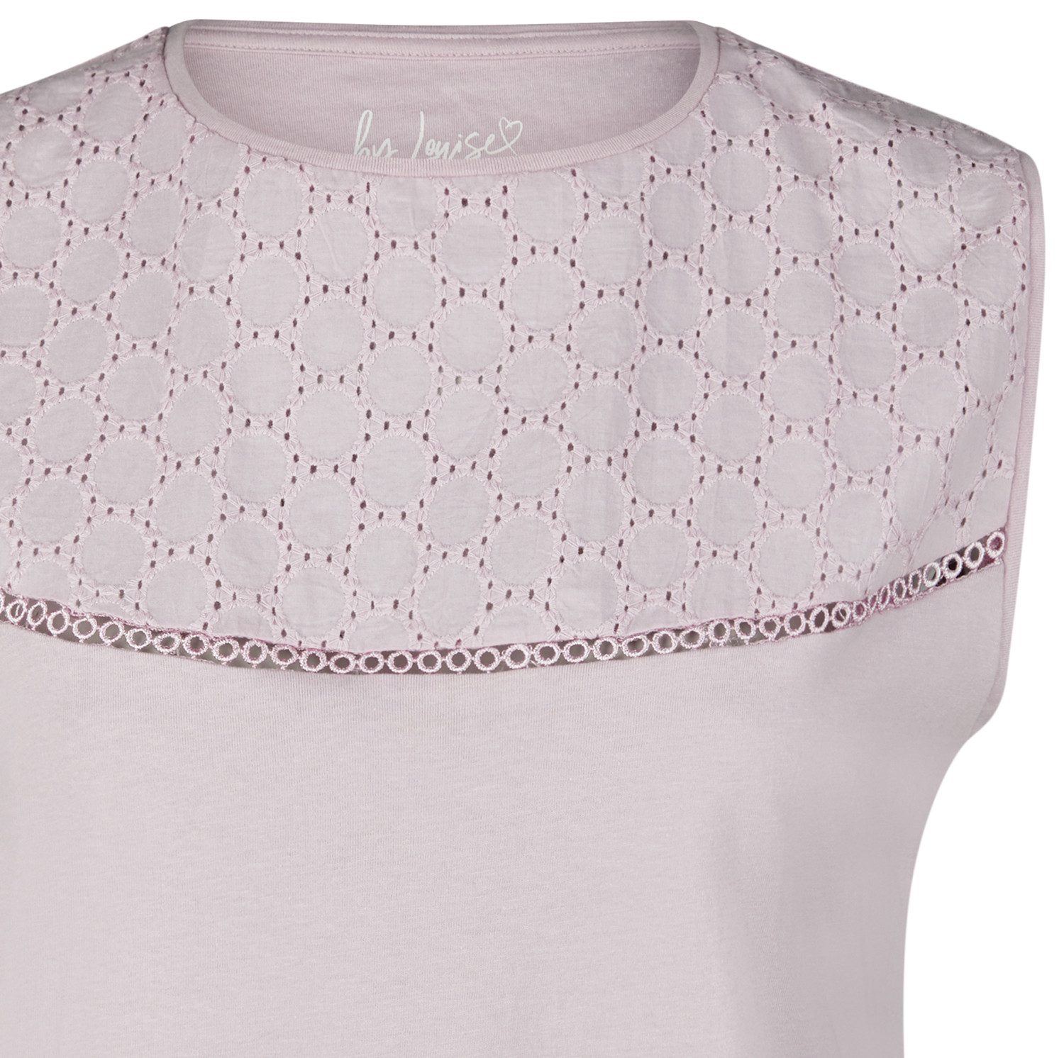 By Louise Pyjamaoberteil Lace Luxury (Packung, 1-tlg., 1-teilig) Damen Pyjamaoberteil Kurzarm Baumwolle Shirt Lochstickerei