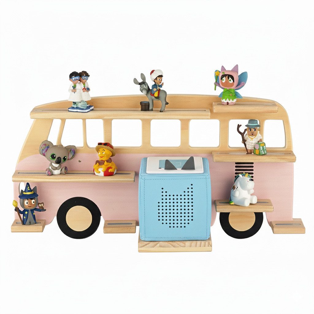 Little Goldie Kinderregal Tonie Regal für 30 Tonies – Bus Motiv – Toniebox 1 & 2