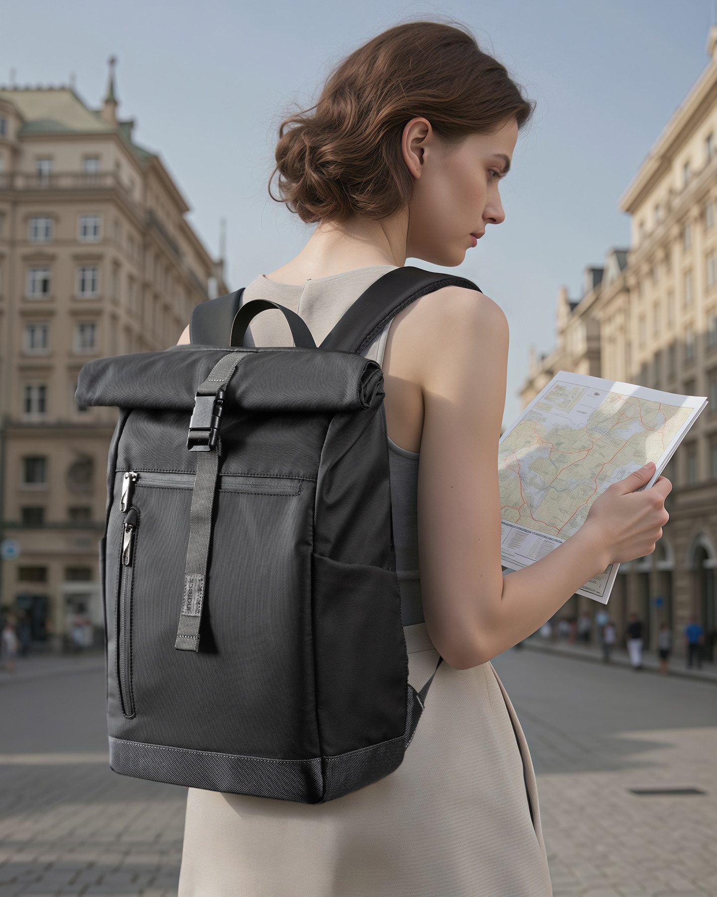 Inateck Laptoprucksack RollTop Rucksack 13L-17L mit 15 Zoll Laptopfach