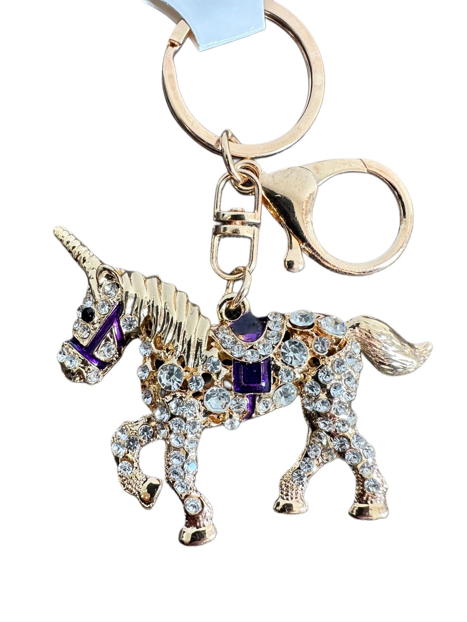 Whitehouse Leisure International Ltd Schlüsselanhänger Schlüsselanhänger Kinder Mini Anhänger keychain Gltzer Einhorn, Schlüsselanhänger aus Metall mit Steinen und Glitzer Geschenk 6 cm