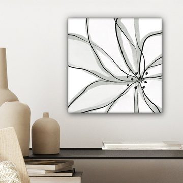 OneMillionCanvasses® Leinwandbild Blume - Kunst - Weiß - Schwarz, (1 St), Leinwand Bilder für Wohnzimmer Schlafzimmer, 20x20 cm