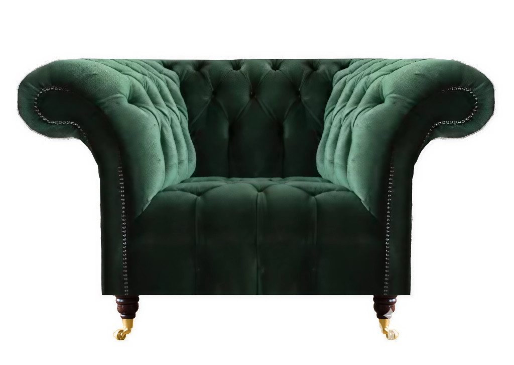 Xlmoebel Chesterfield-Sessel Bequemer Grüner Stoffsessel – Ideal fürs Wohnzimmer (Sessel), Made in Europa