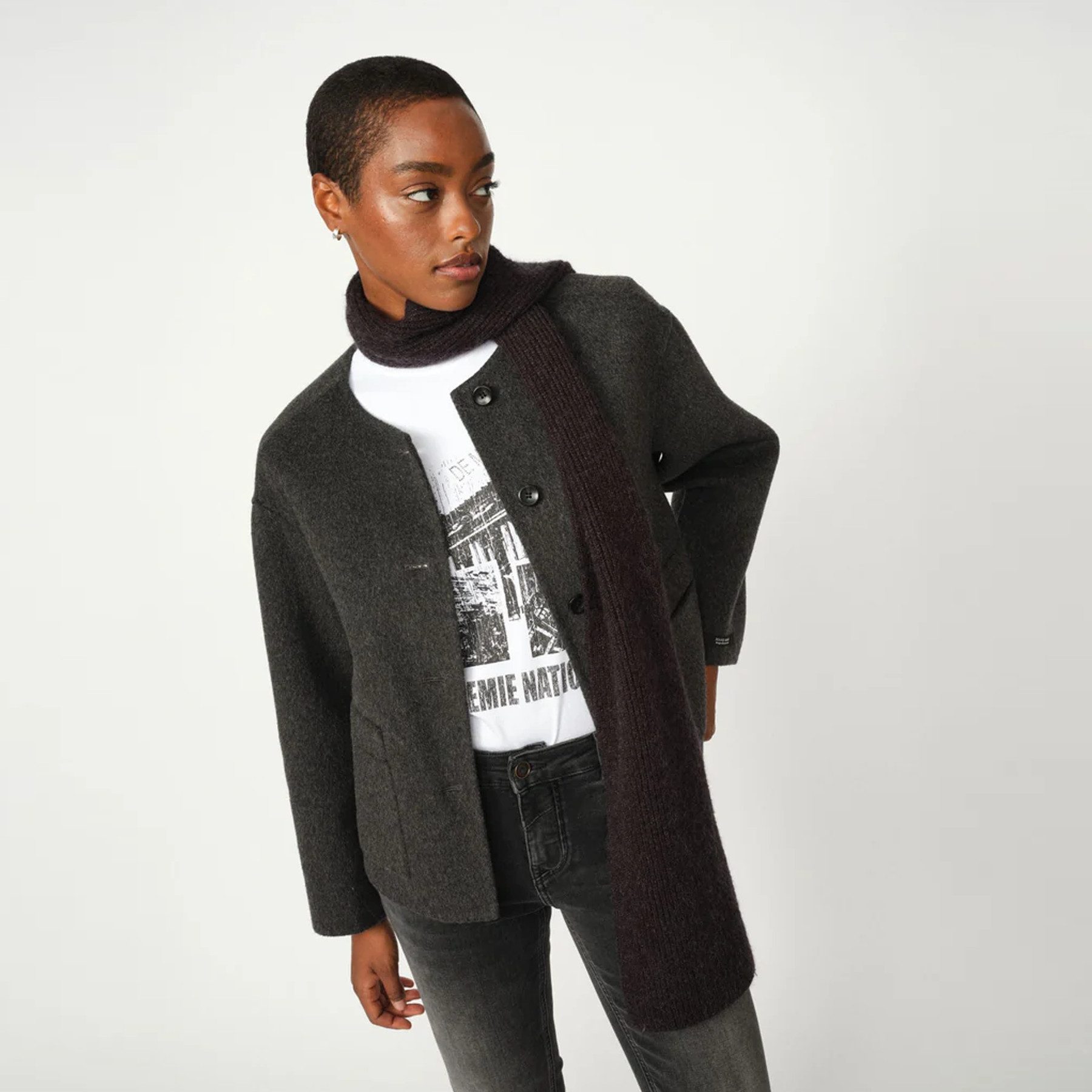 Mos Mosh Blouson MOS MOSH Jacke MARIA LOISA mit Wolle - Grau