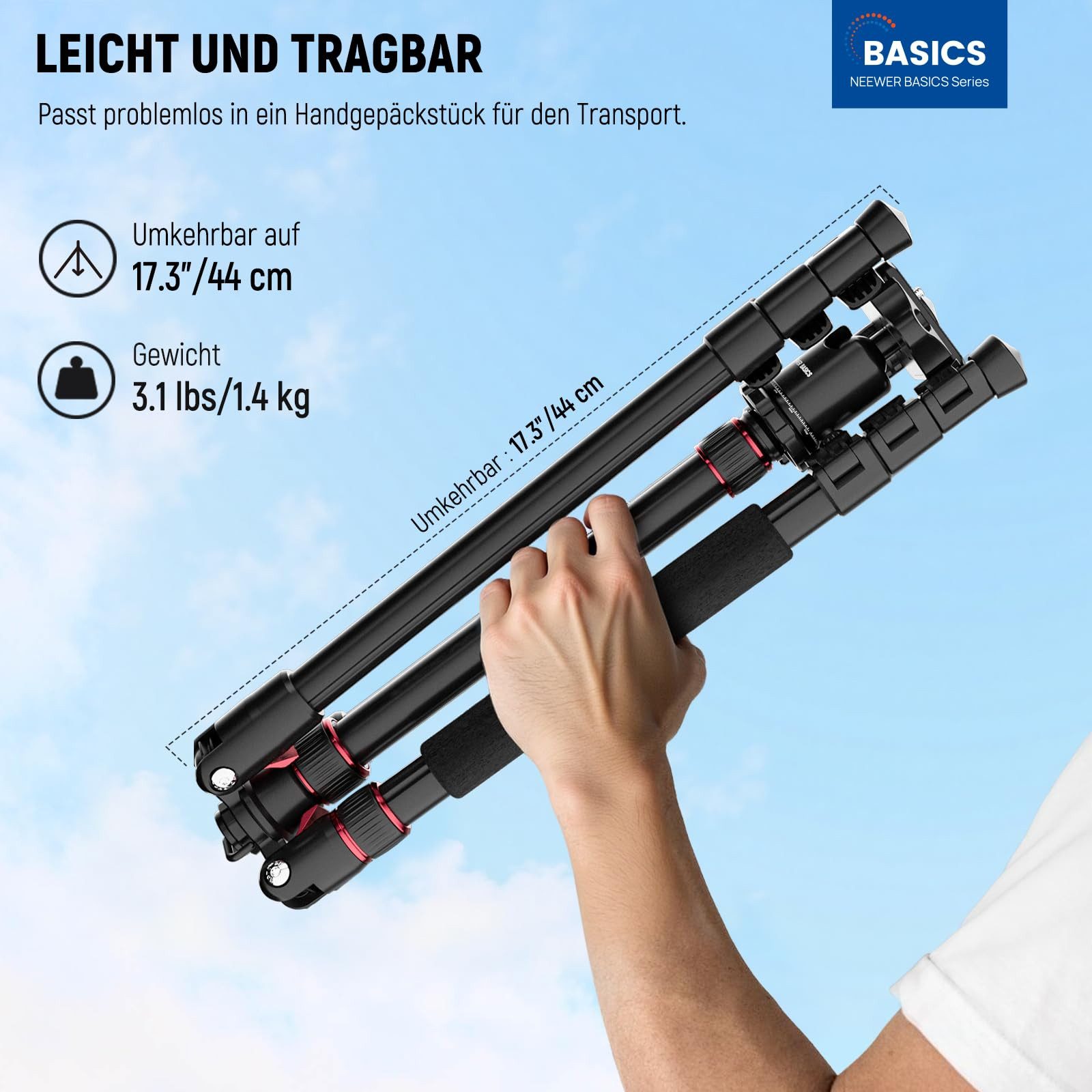 Neewer TP15 Einbeinstativ 71", Aluminium, höhenverstellbar von 43 bis 180 cm Kamerastativ (mit 360° Kugelkopf und Handyhalterung, für DSLR & iPhone)