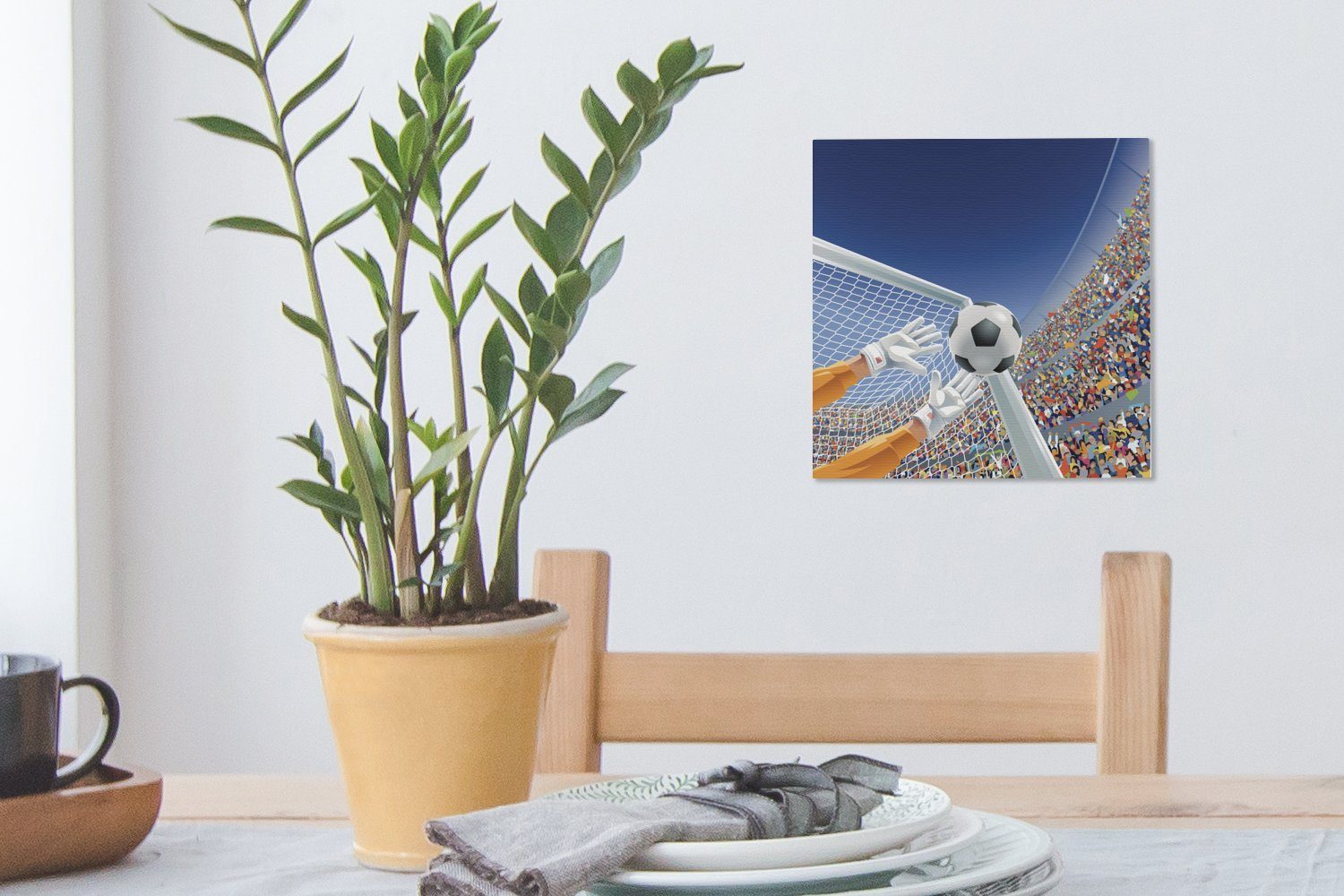 St), Schlafzimmer Junge -, Torwarts, - OneMillionCanvasses® Leinwandbild für eines der Fußball den stoppt (1 Wohnzimmer Illustration Leinwand Eine Bilder