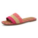 Tamaris Pantolette, Blockabsatz, Sommerschuh, Strandschuh, zweifarbige Bast-Umrandung