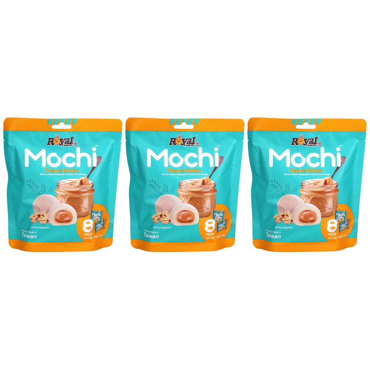 Royal Family Kuchen, Royal Family Mochi Peanut Butter Creme einzeln verpackt 120g 3er Pack