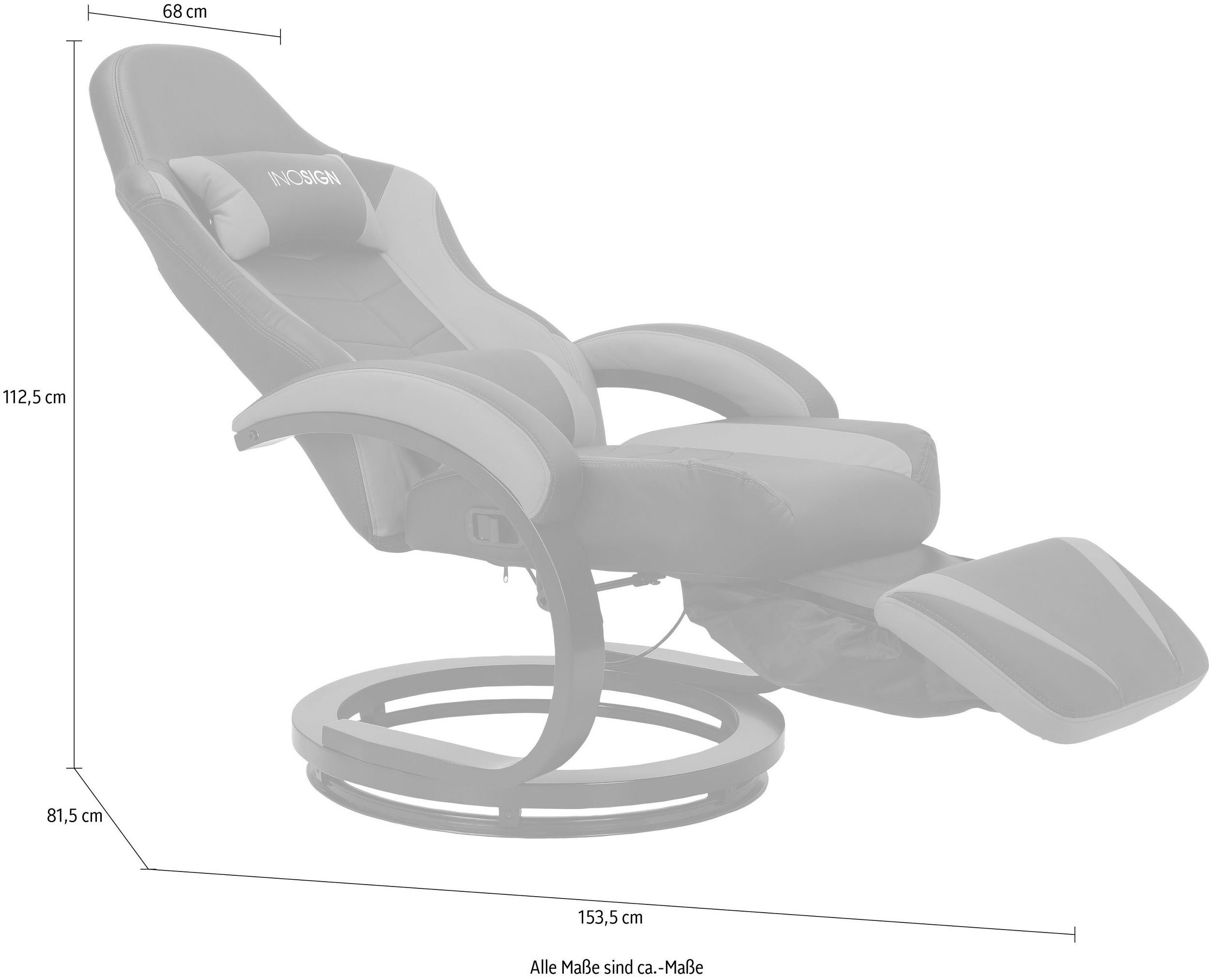 Gaming-Stuhl 45,5 Relaxsessel, und Sitzhöhe mit loft24 Andreas, Drehfuß Relaxfunktion, cm