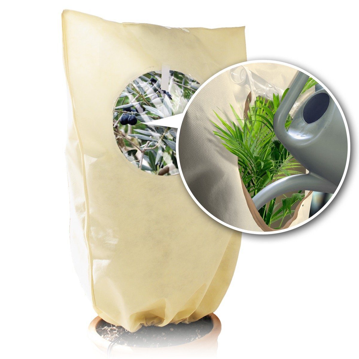 Bio Green Wintervlies Winterschutz für Kübelpflanzen mit Fenster XL H