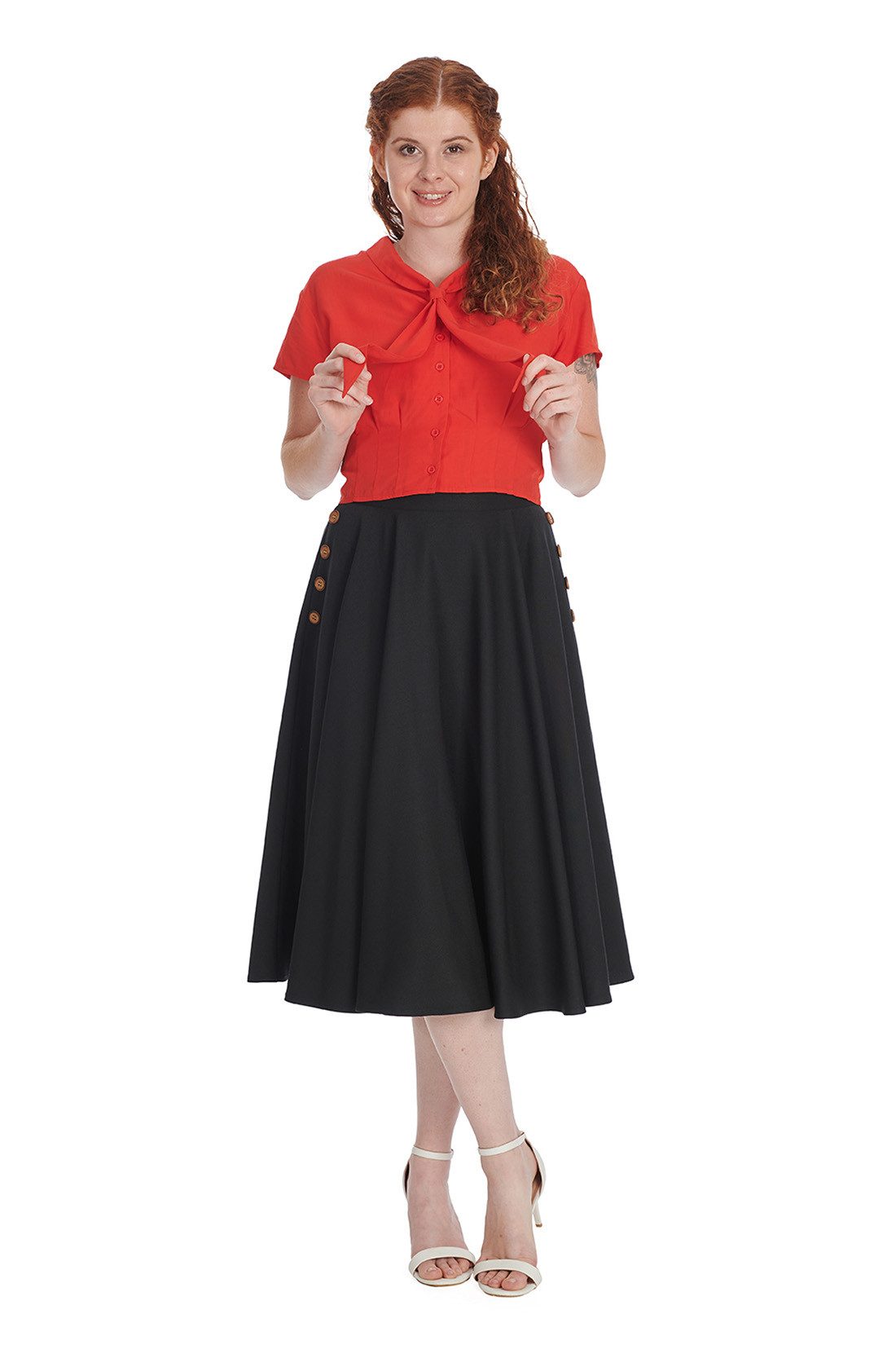 Banned A-Linien-Rock Polly May Swing Skirt Schwarz Vintage A-Linie Rock günstig online kaufen