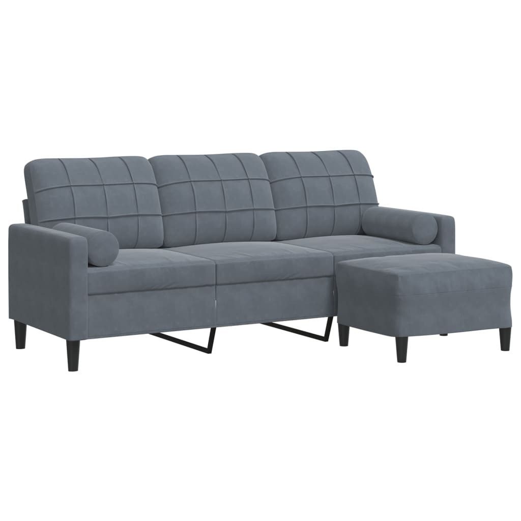 vidaXL Sofa 3-Sitzer-Sofa mit Hocker Dunkelgrau günstig online kaufen