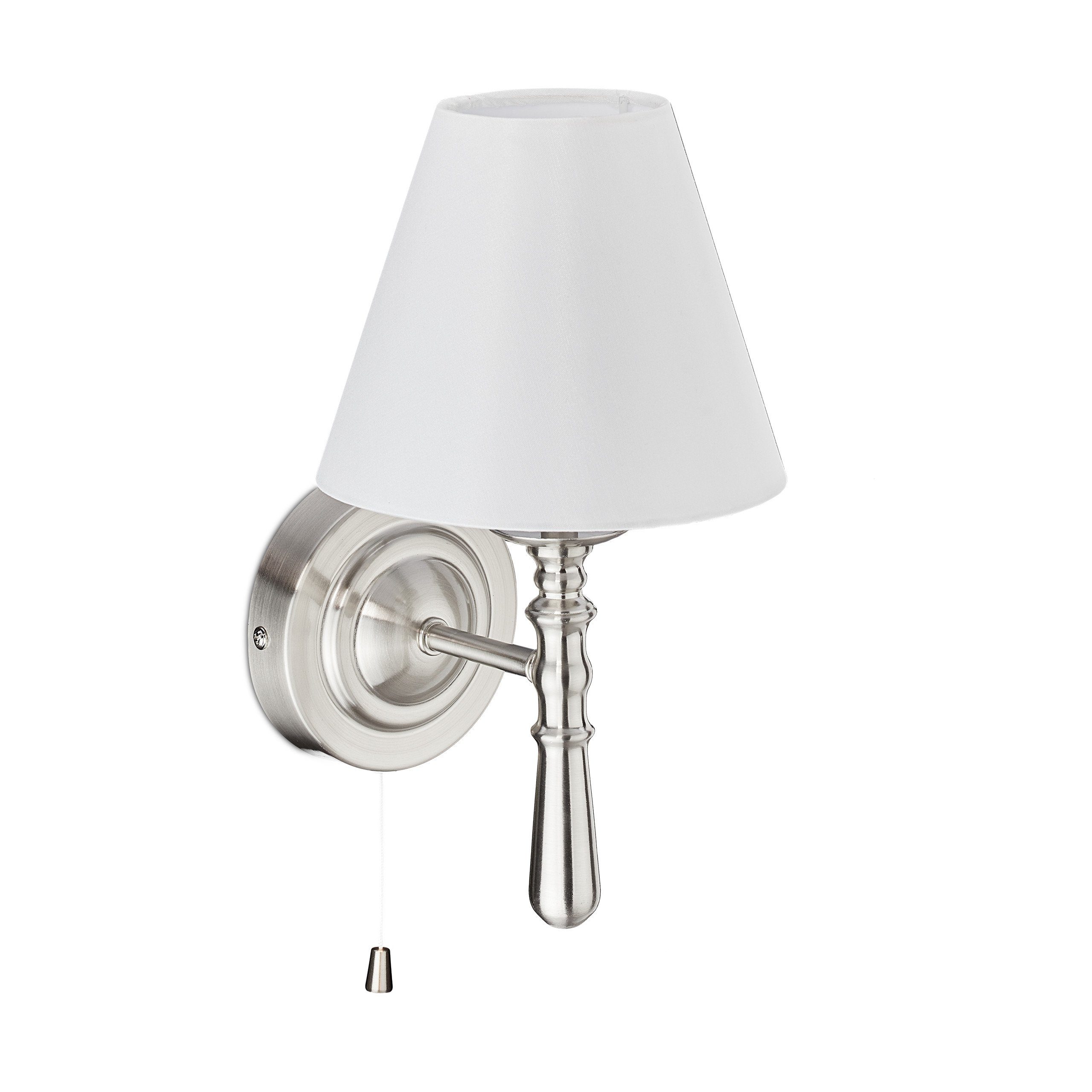 relaxdays Wandleuchte Wandlampe Schirm, Weiß Silber mit Silber