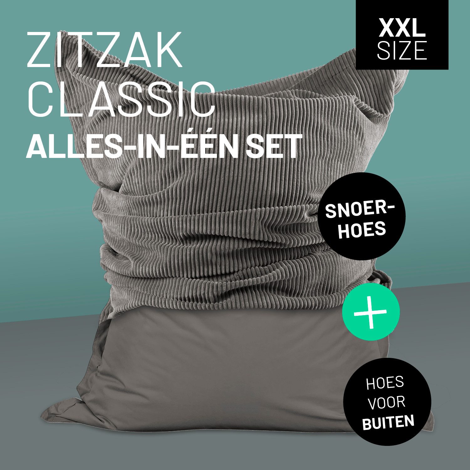 Lumaland Sitzsack Classic XXL All-in-One Set - 2 Bezüge (In-/Outdoor) - 140x180 cm