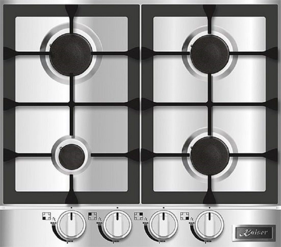 Kaiser Küchengeräte Gas-Kochfeld, Einbau Gaskochfeld 60 cm, Edelstahl Einbau Herd 3,8 kW WOK