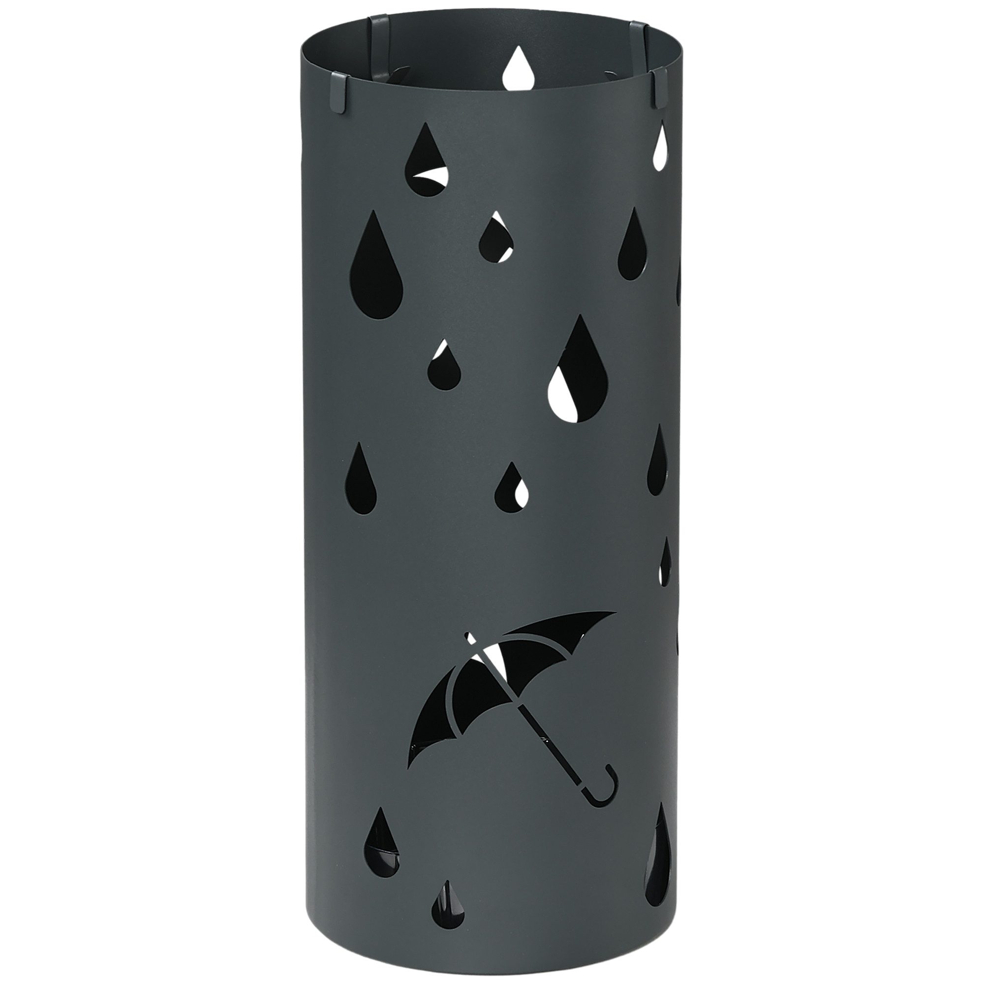 HOMCOM Schirmständer Regenschirmständer mit 4 Haken, Schirmhalter, Stahl, dunkelgrau (Schirmhalter für Gehstöcke, Regenschirme, 1 St., Stahl), Ø17 x 41 cm, Dunk – Bild 2 von 5