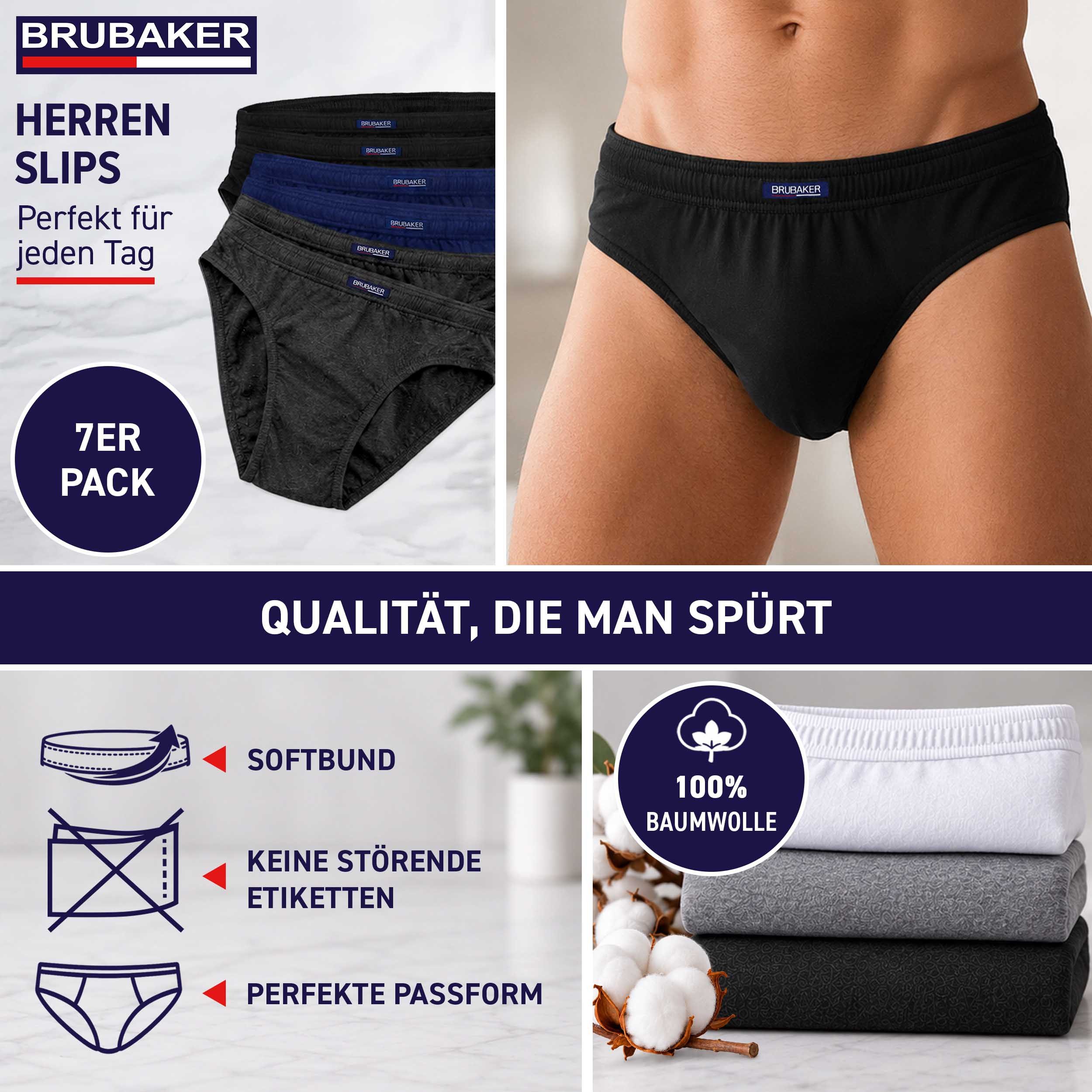 BRUBAKER Slip Herren Unterhose aus Baumwolle (Spar-Pack, 7-St., 7er-Pack) Großpackung Männer Unterwäsche, sehr bequeme Passform – Bild 2 von 5