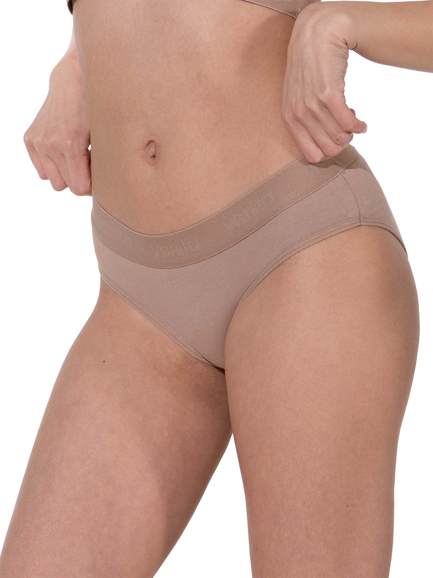 Yenita® Bikinislip Damen Slips mit elastischem Logobund (3-St) in angenehmer Baumwoll-Stretchqualität