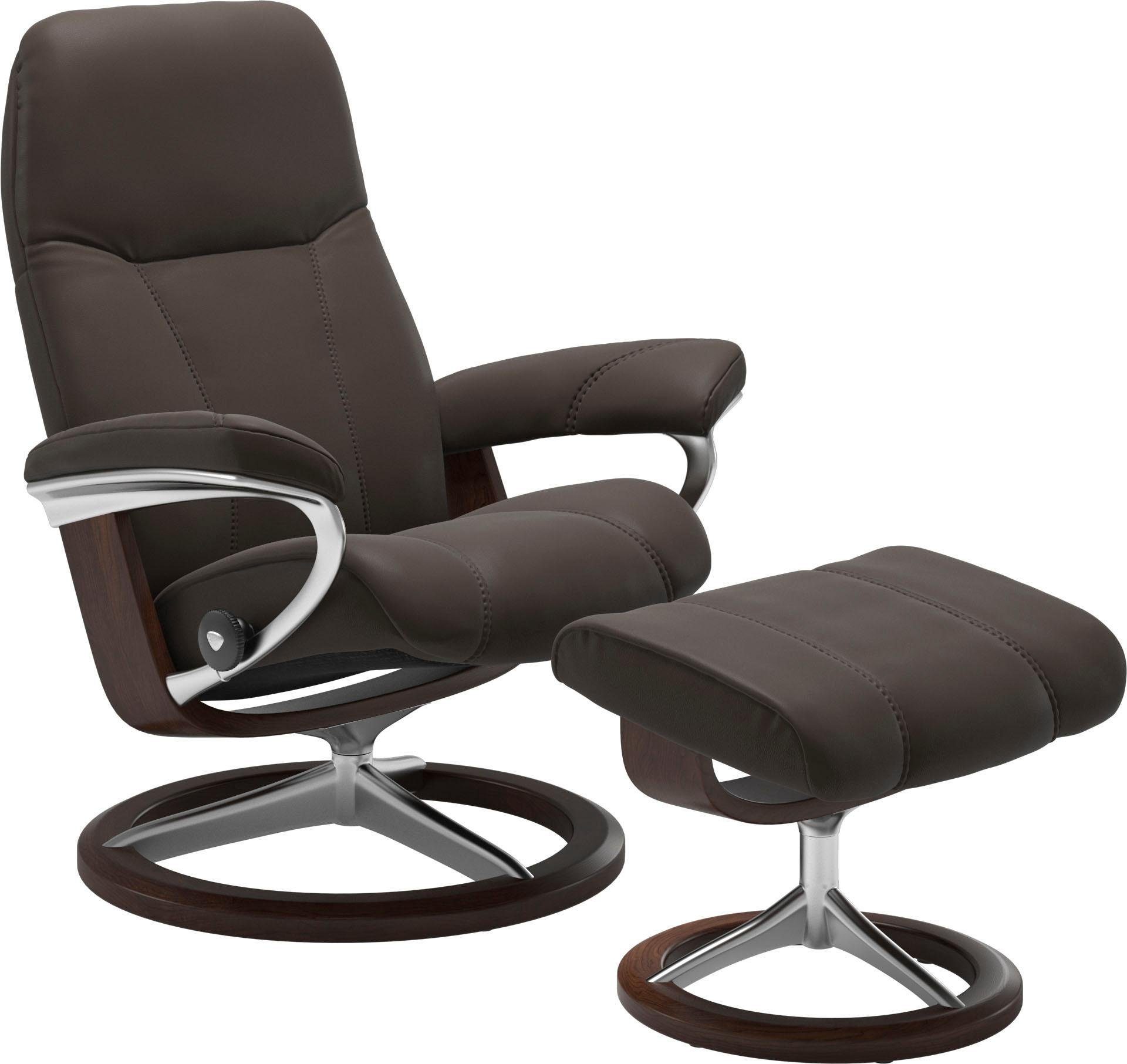 Stressless® Relaxsessel Consul (Set, Relaxsessel mit Hocker), mit Hocker, mit Signature Base, Größe M, Gestell Braun