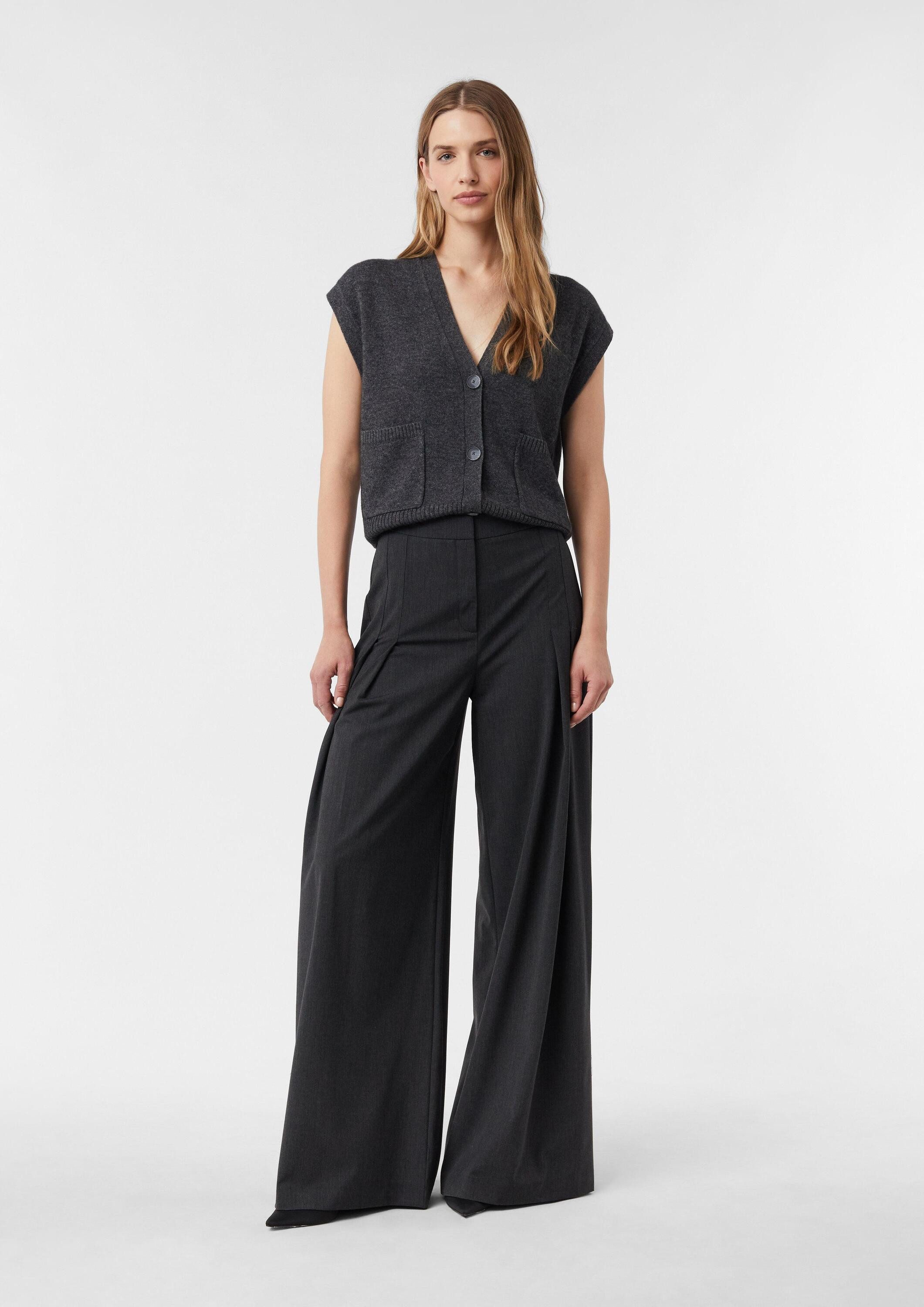 comma Chinos Hose Fließende Wide-Leg-Hose mit Bundfalten günstig online kaufen